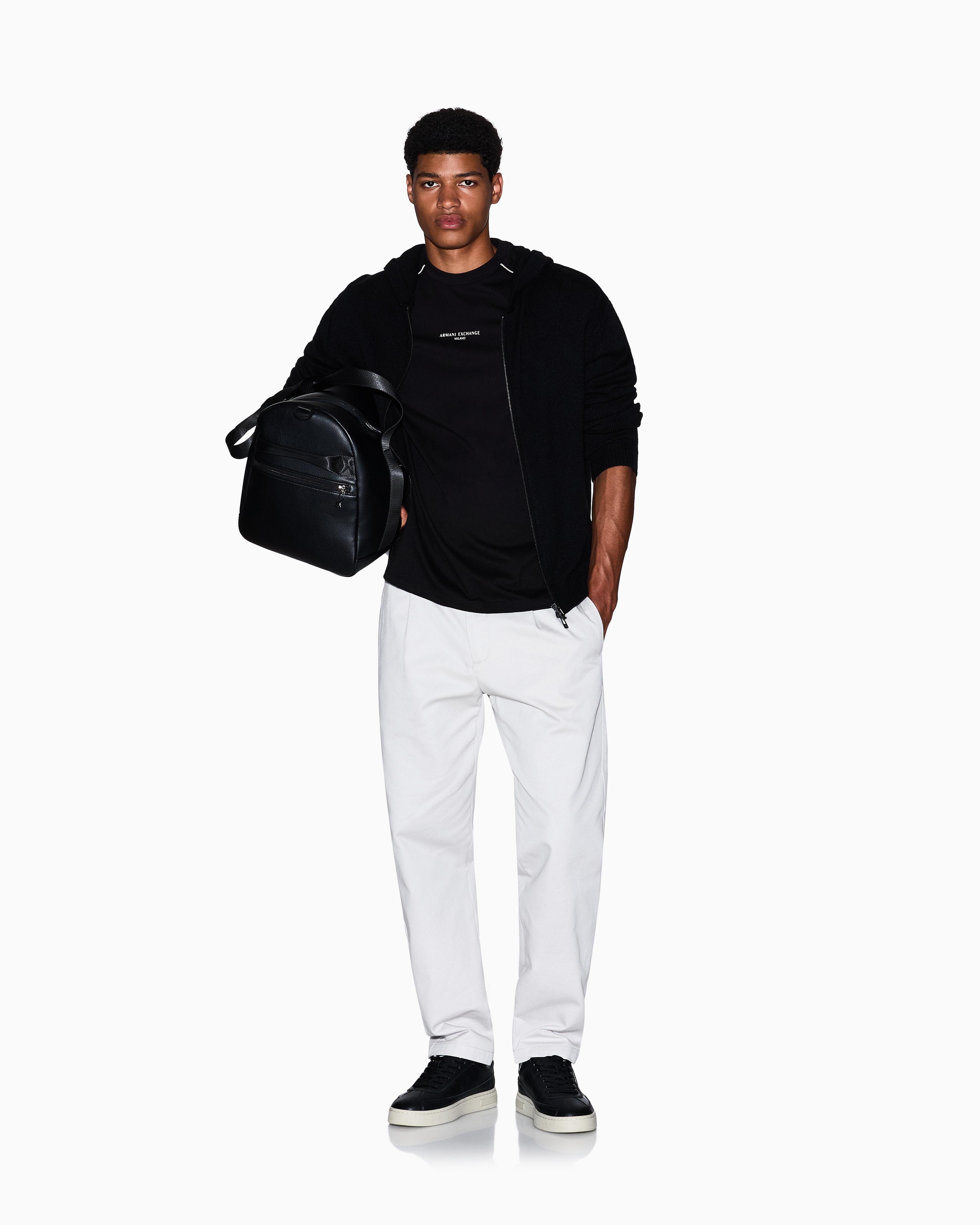 Armani Exchange - Regular fit T-shirt with contrasting piping, Man, Black, Size: