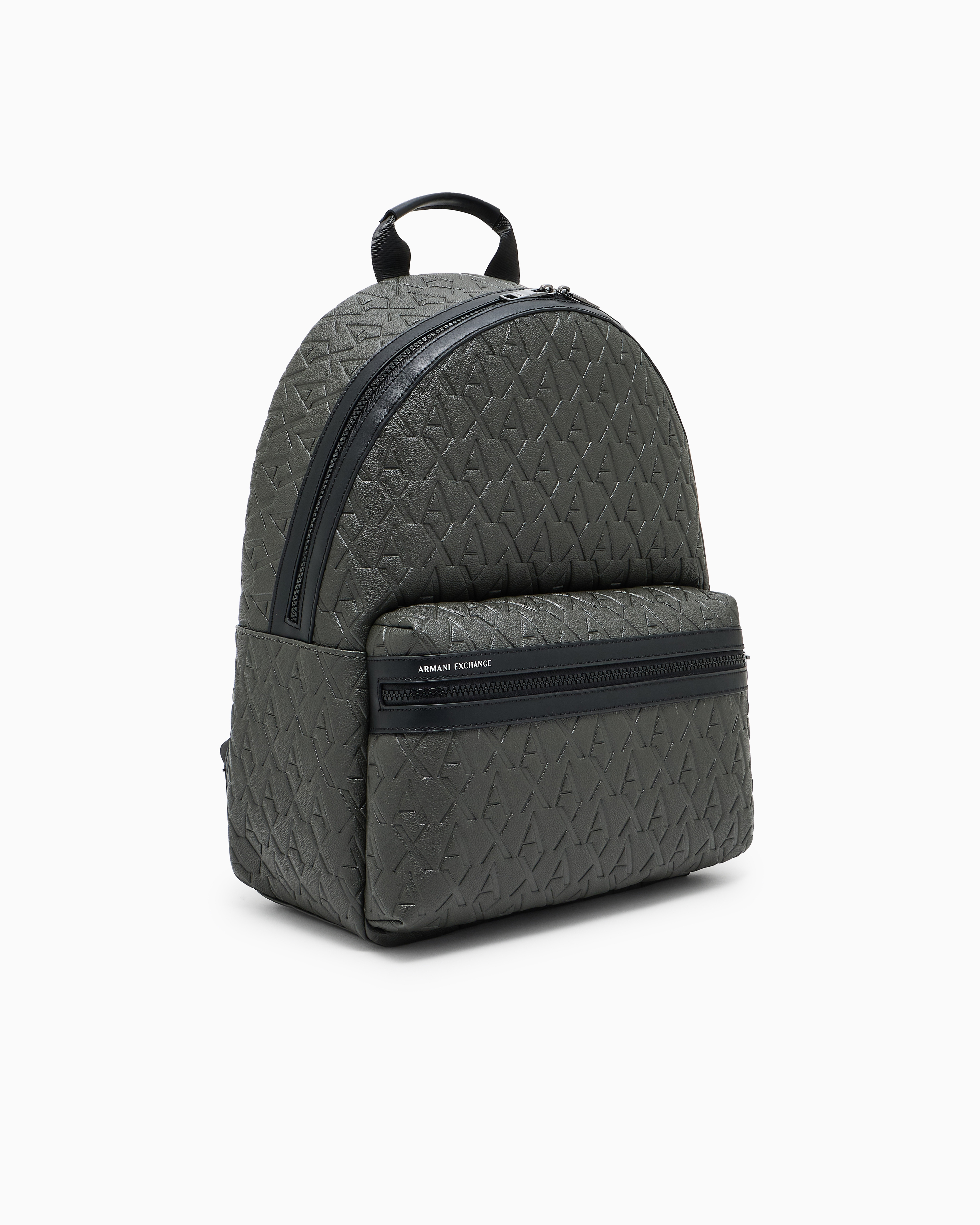 Armani Exchange Asv Recycled Fabric Allover Logo Backpack In Green