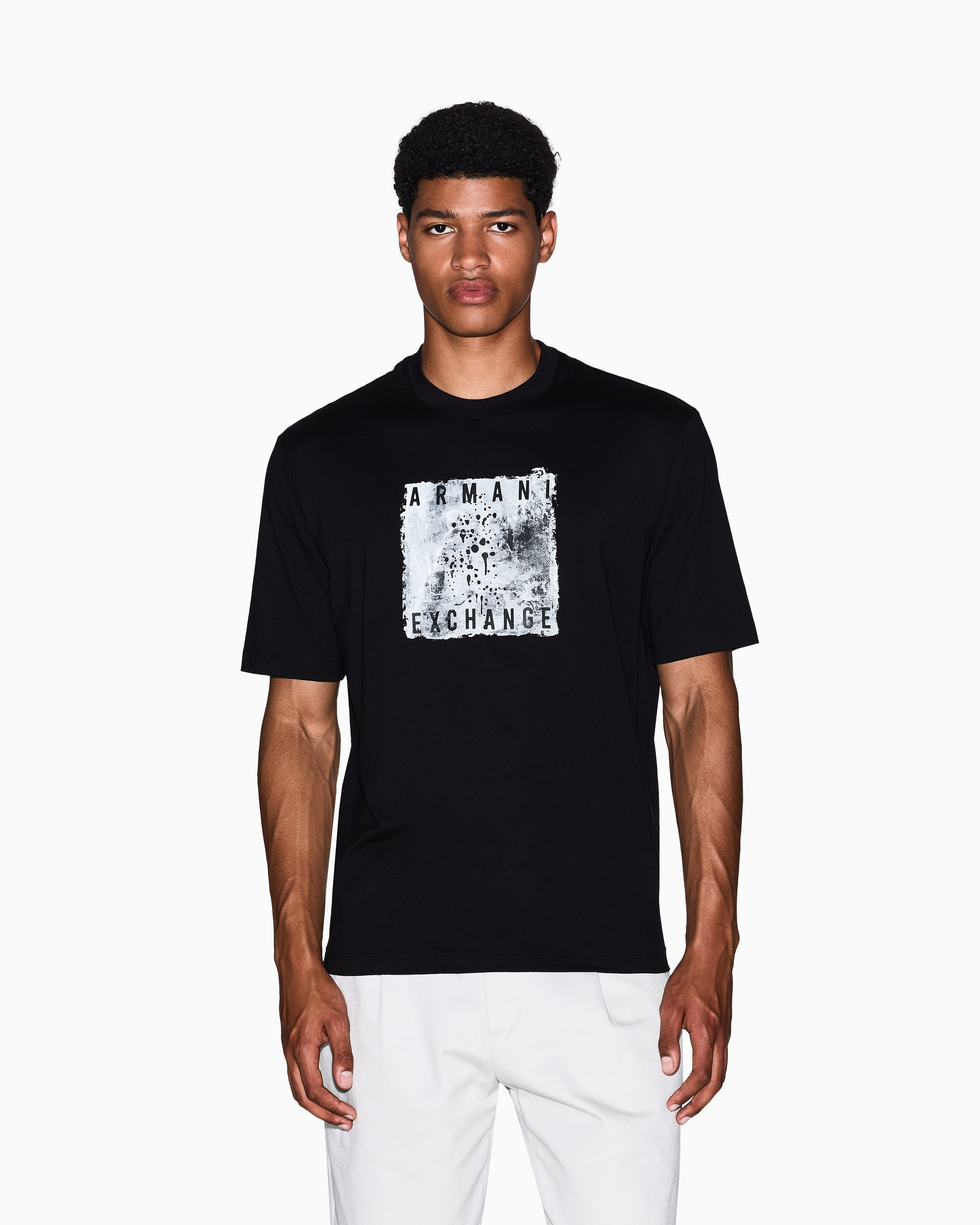 Armani Exchange Regular Fit Graphic Print T-shirt In Black