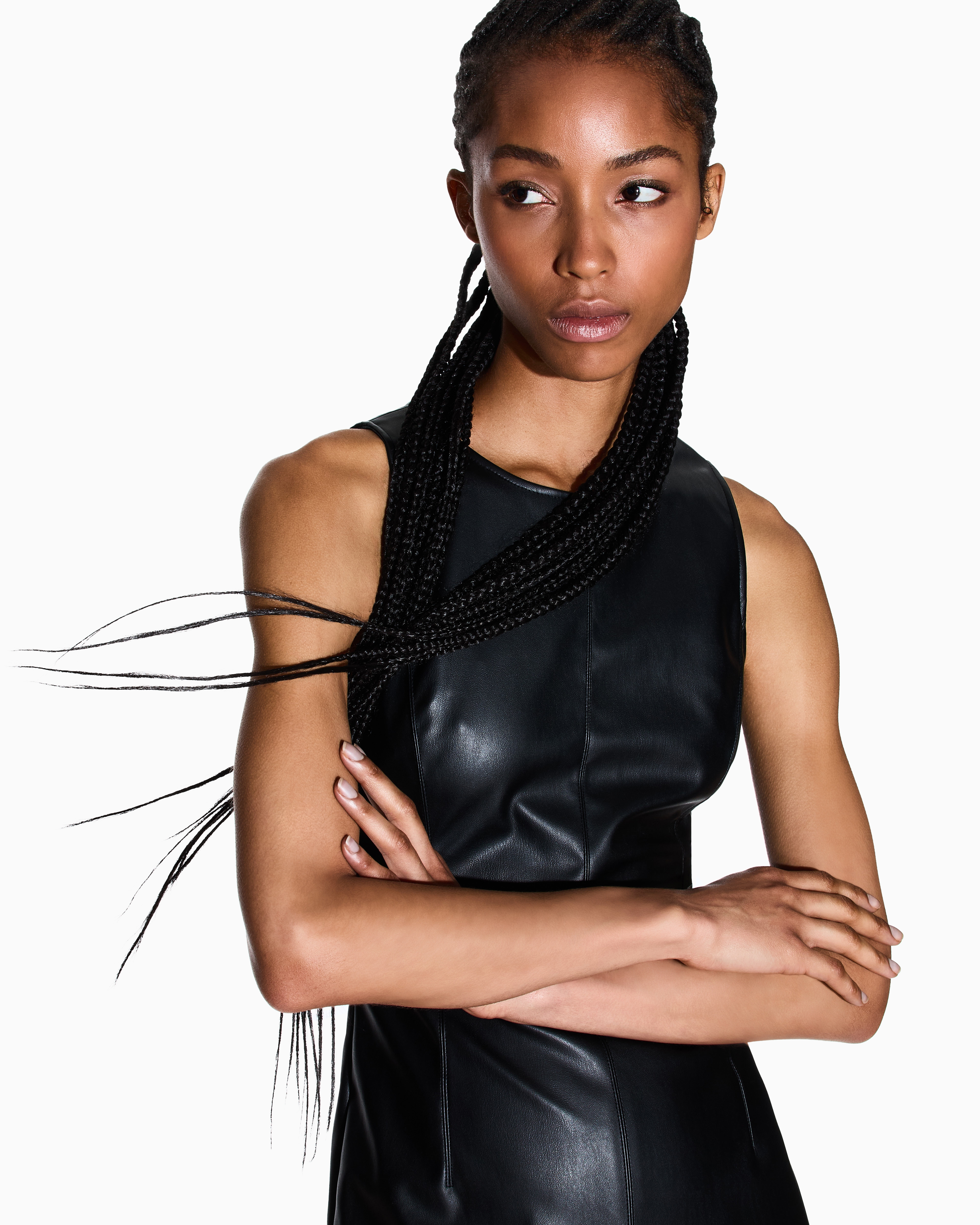 Armani Exchange - Longuette dress with slit, Woman, Black, Size: