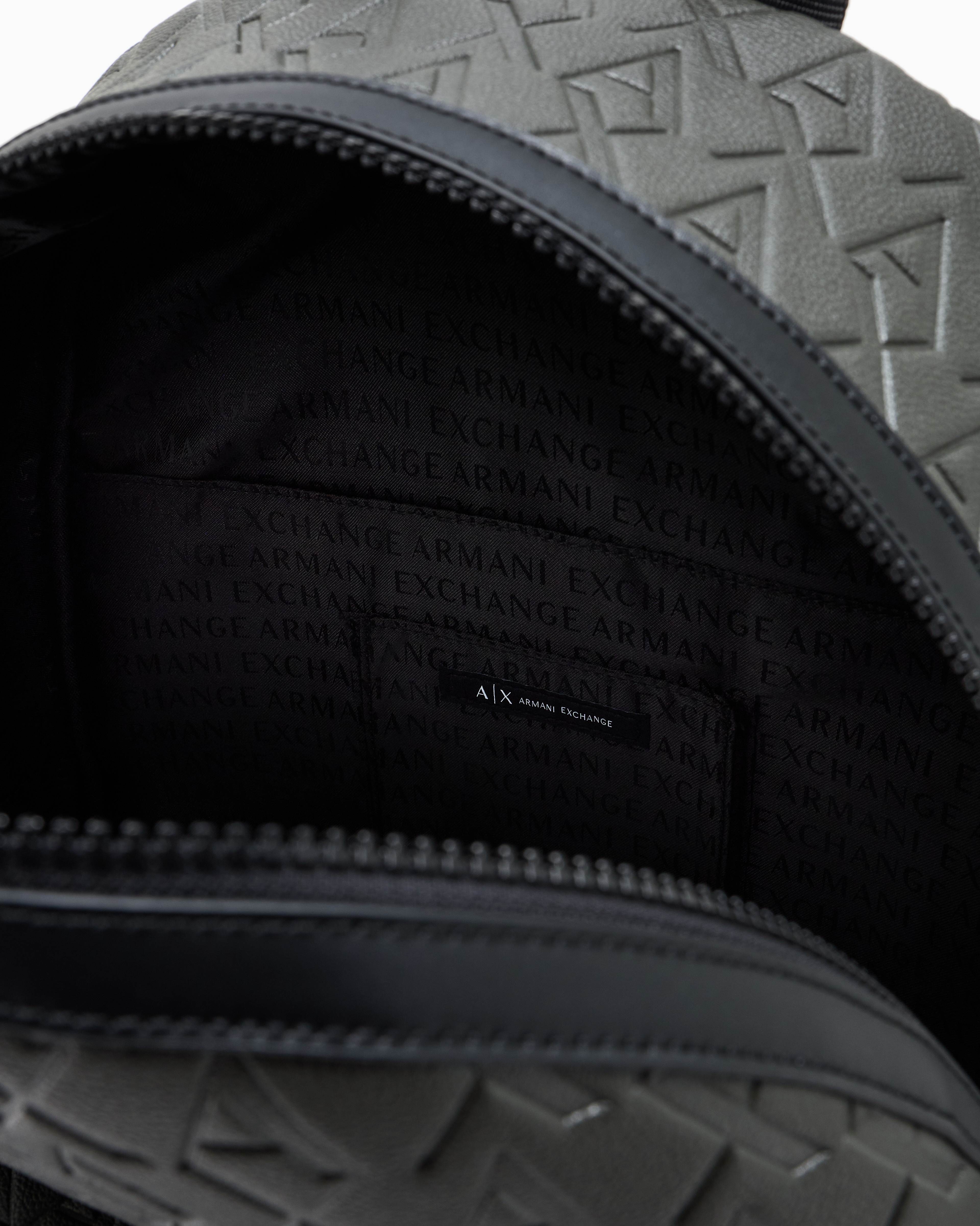 Armani Exchange Asv Recycled Fabric Allover Logo Backpack In Green