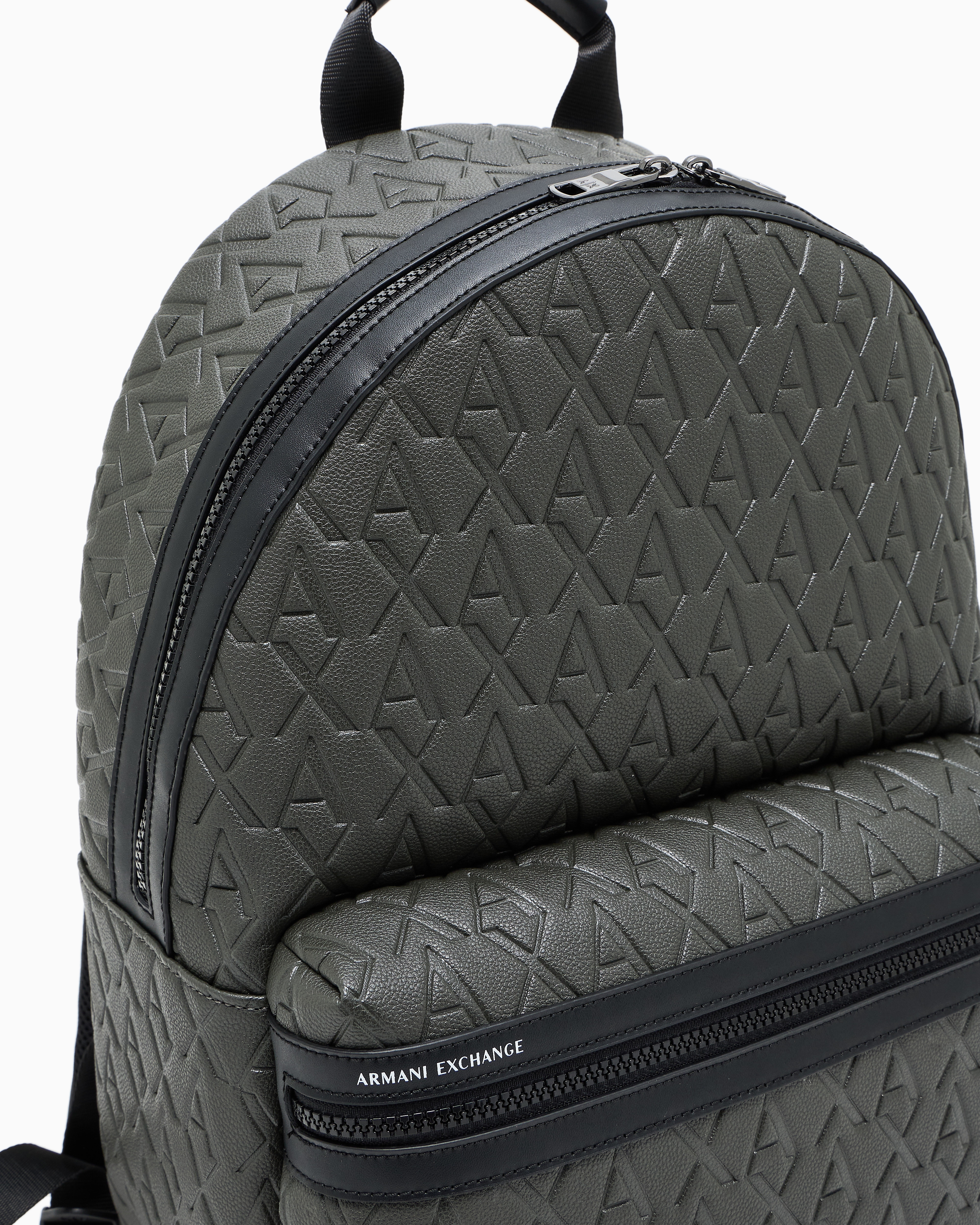 Armani Exchange Asv Recycled Fabric Allover Logo Backpack In Green