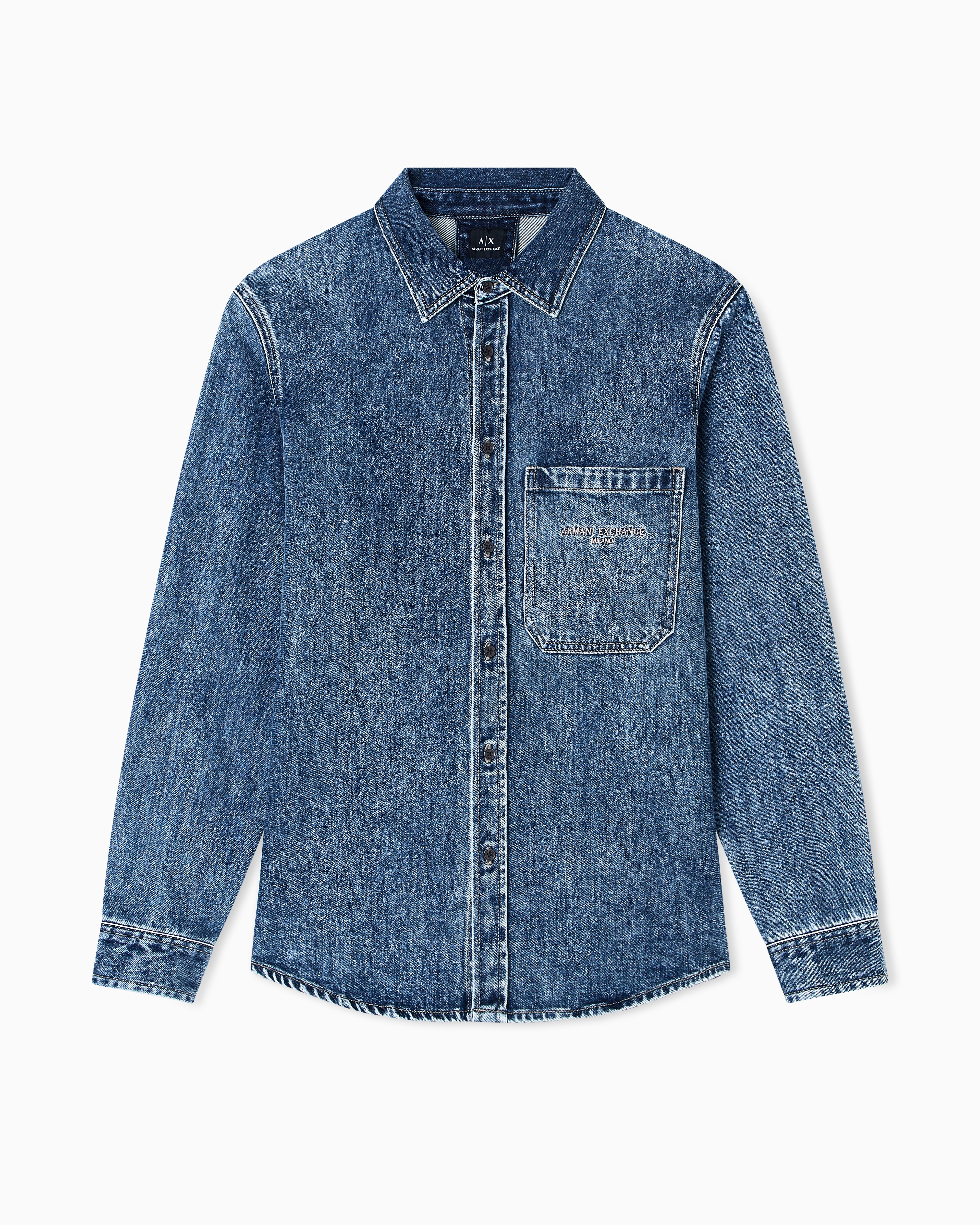 Armani Exchange - Regular fit cotton denim shirt, Man, Blue, Size: M