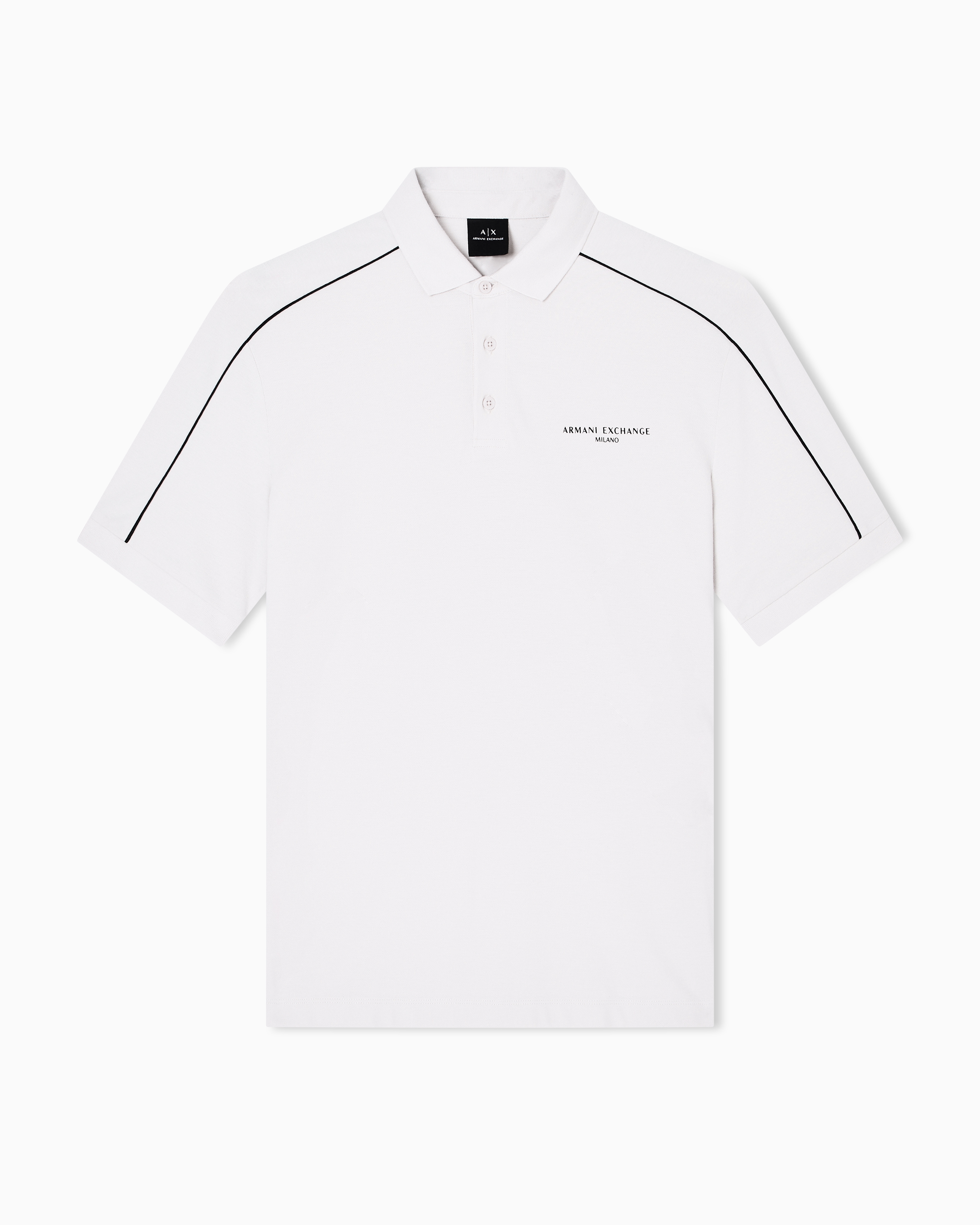 Armani Exchange Contrasting Piping Pique Polo Shirt In White