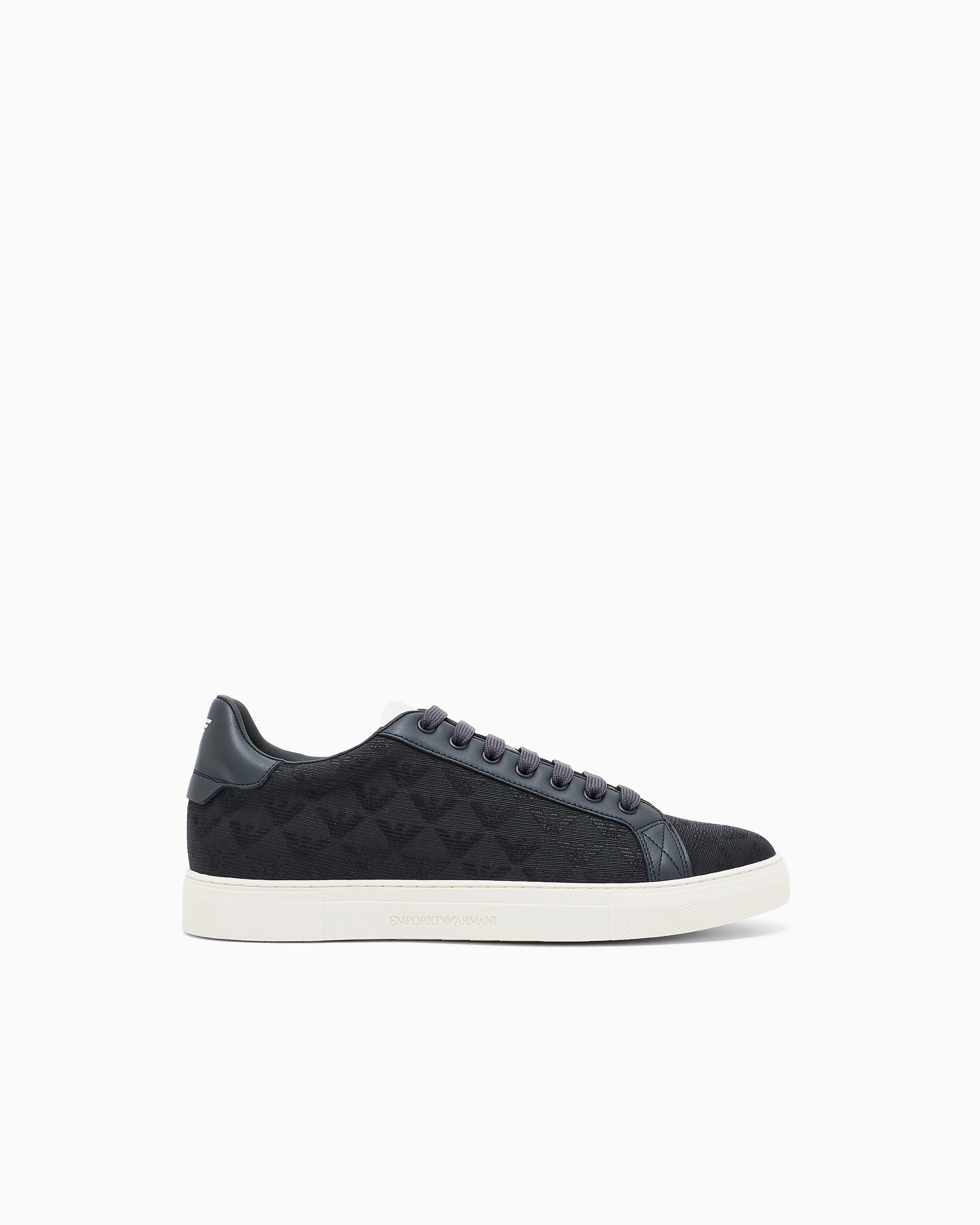 Nylon sneakers with jacquard all-over eagle | Emporio Armani