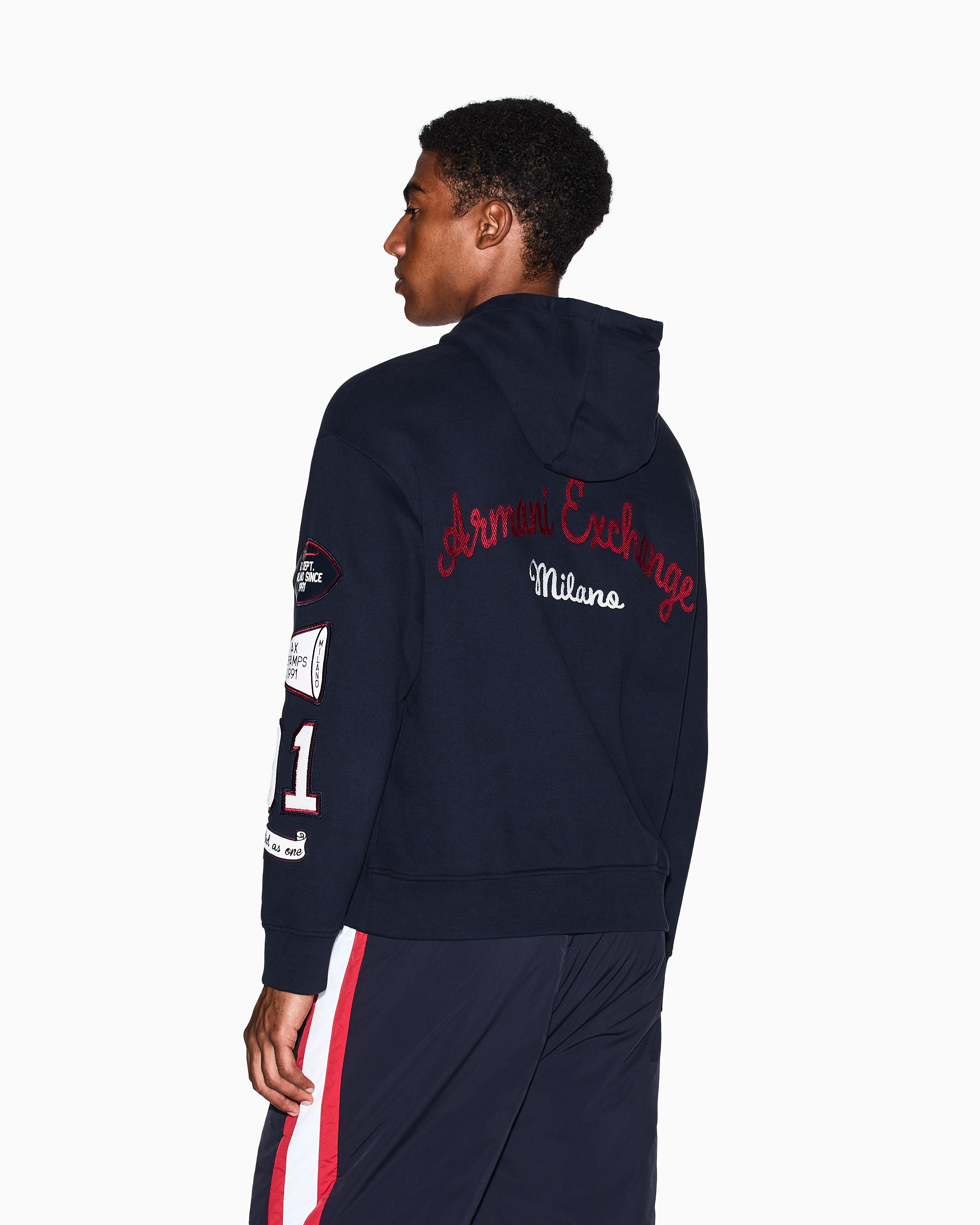 Armani Exchange - Hoodie with patch, Man, Navy_blue, Size: M