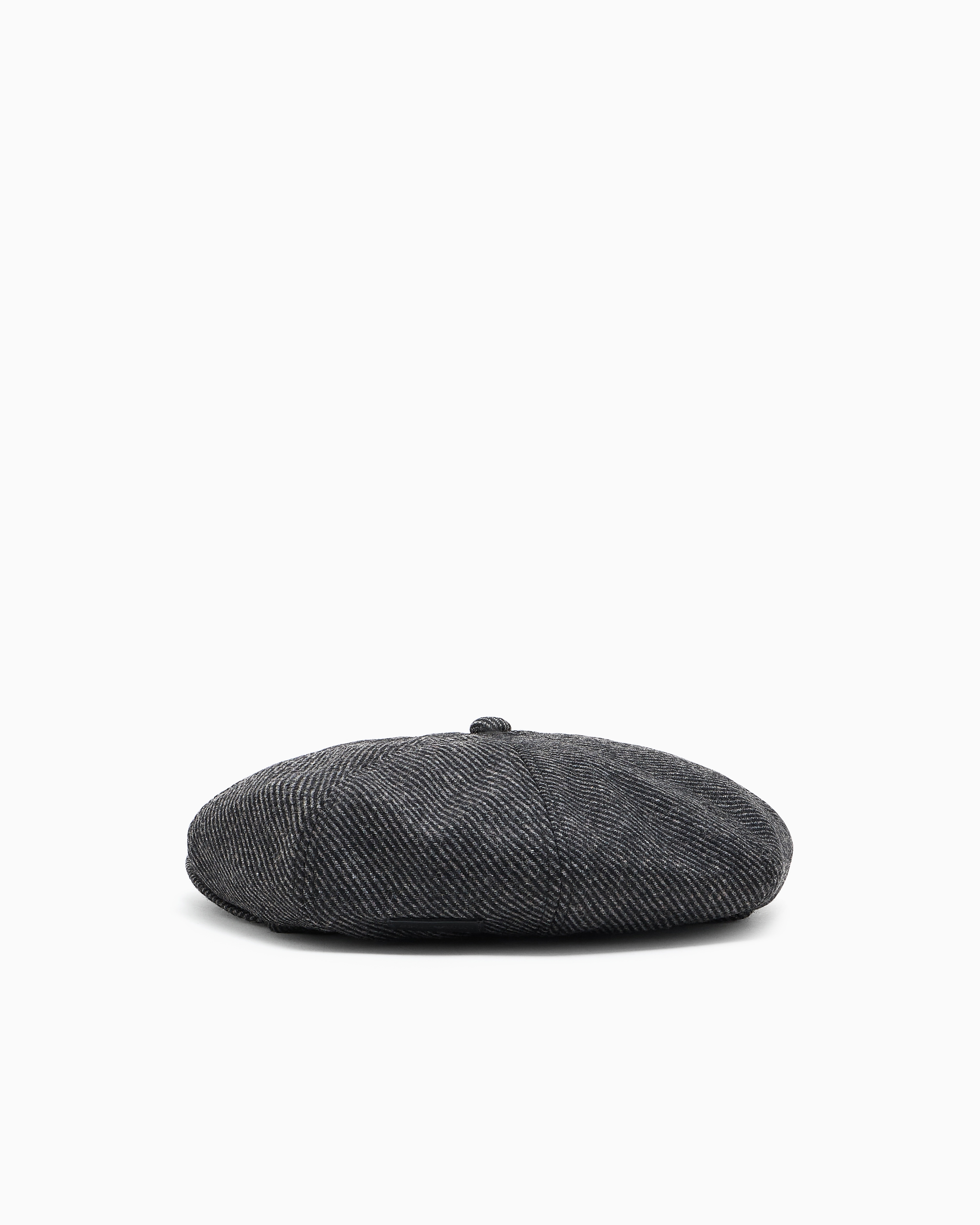 Emporio Armani Striped Motif Wool-blend Beret In Gray