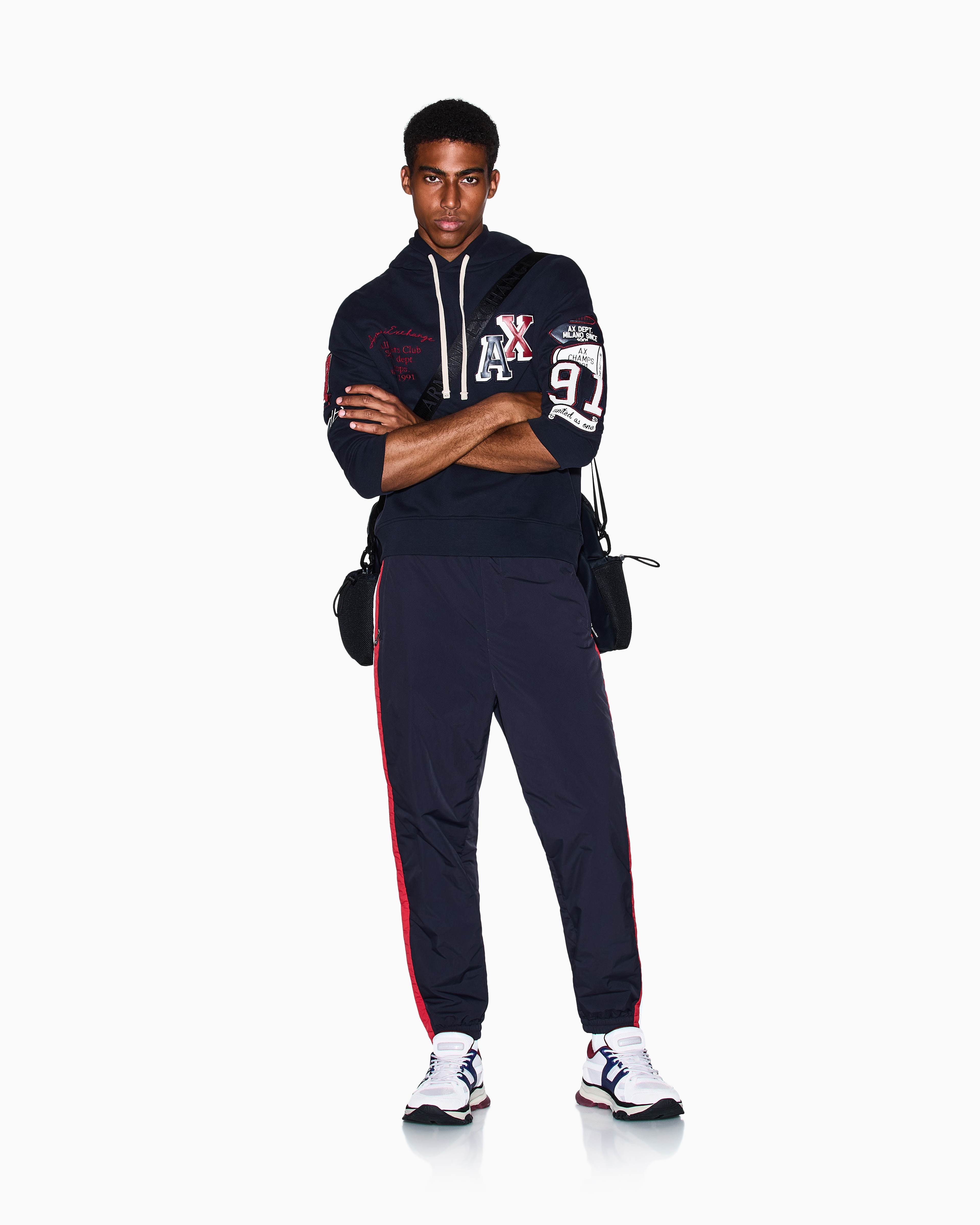 Armani Exchange - Hoodie with patch, Man, Navy_blue, Size: M