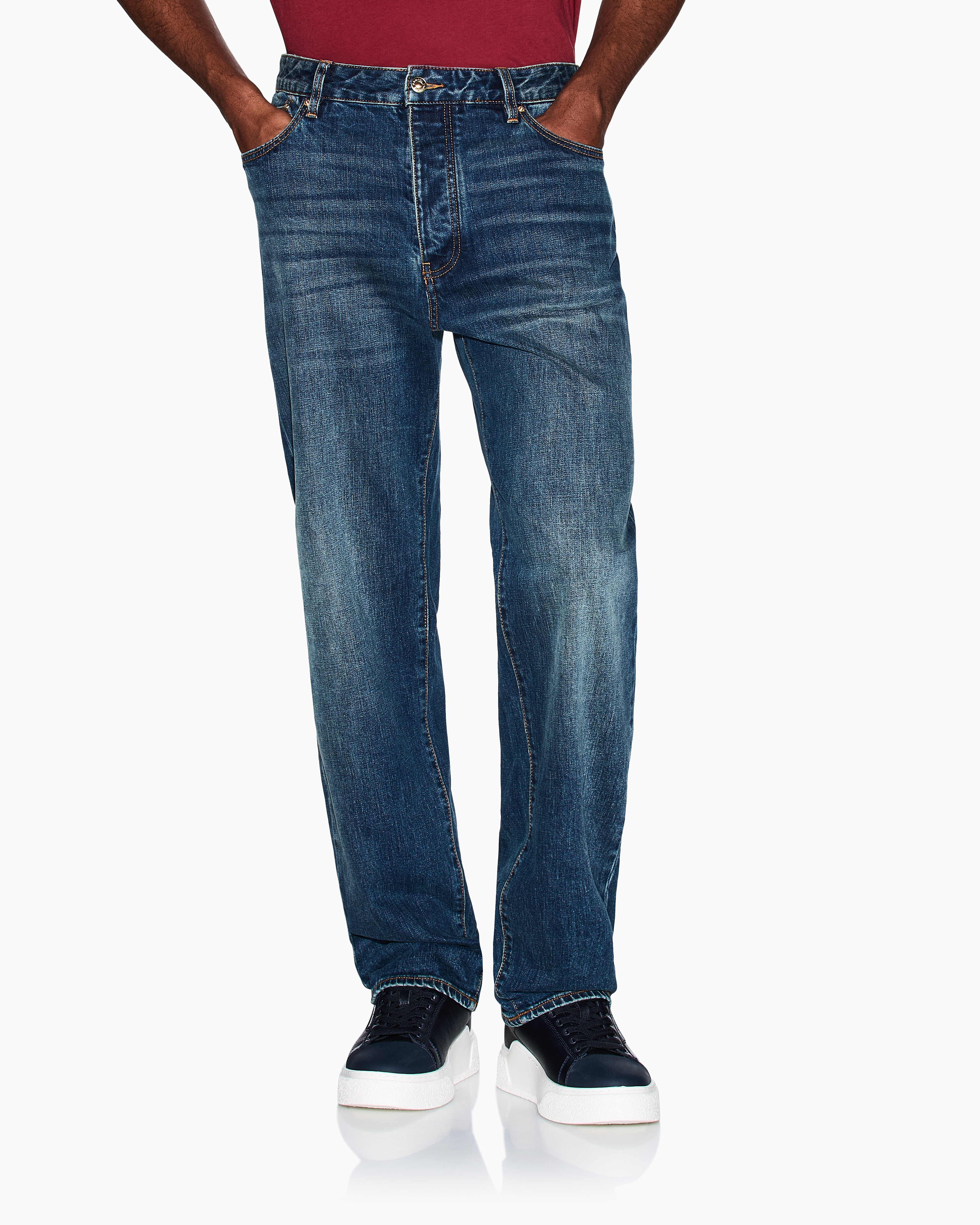 Armani Exchange - Relaxed fit jeans stretch denim, Man, Blue, Size: