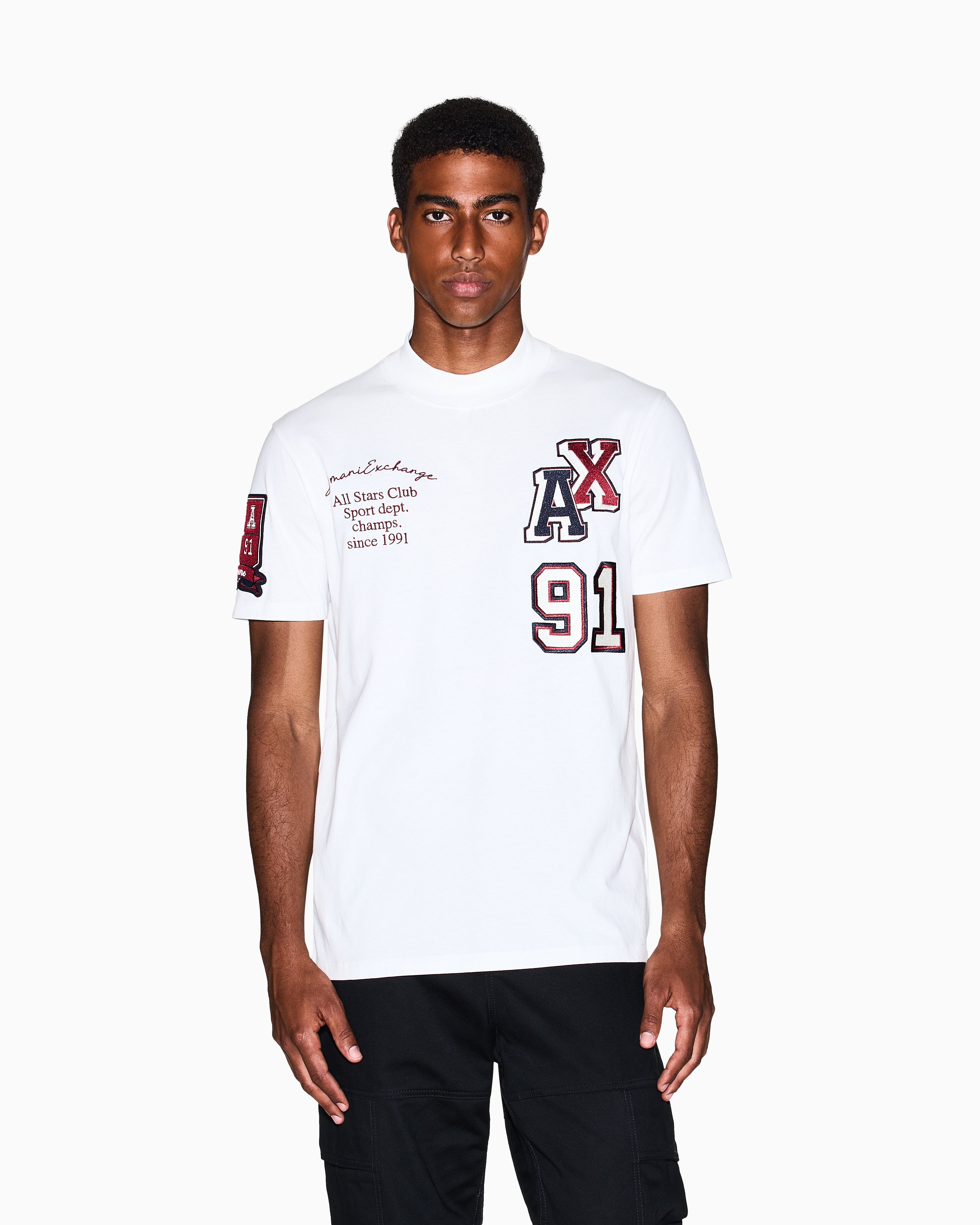 Armani Exchange - Regular fit multi-logo T-shirt, Man, White, Size: