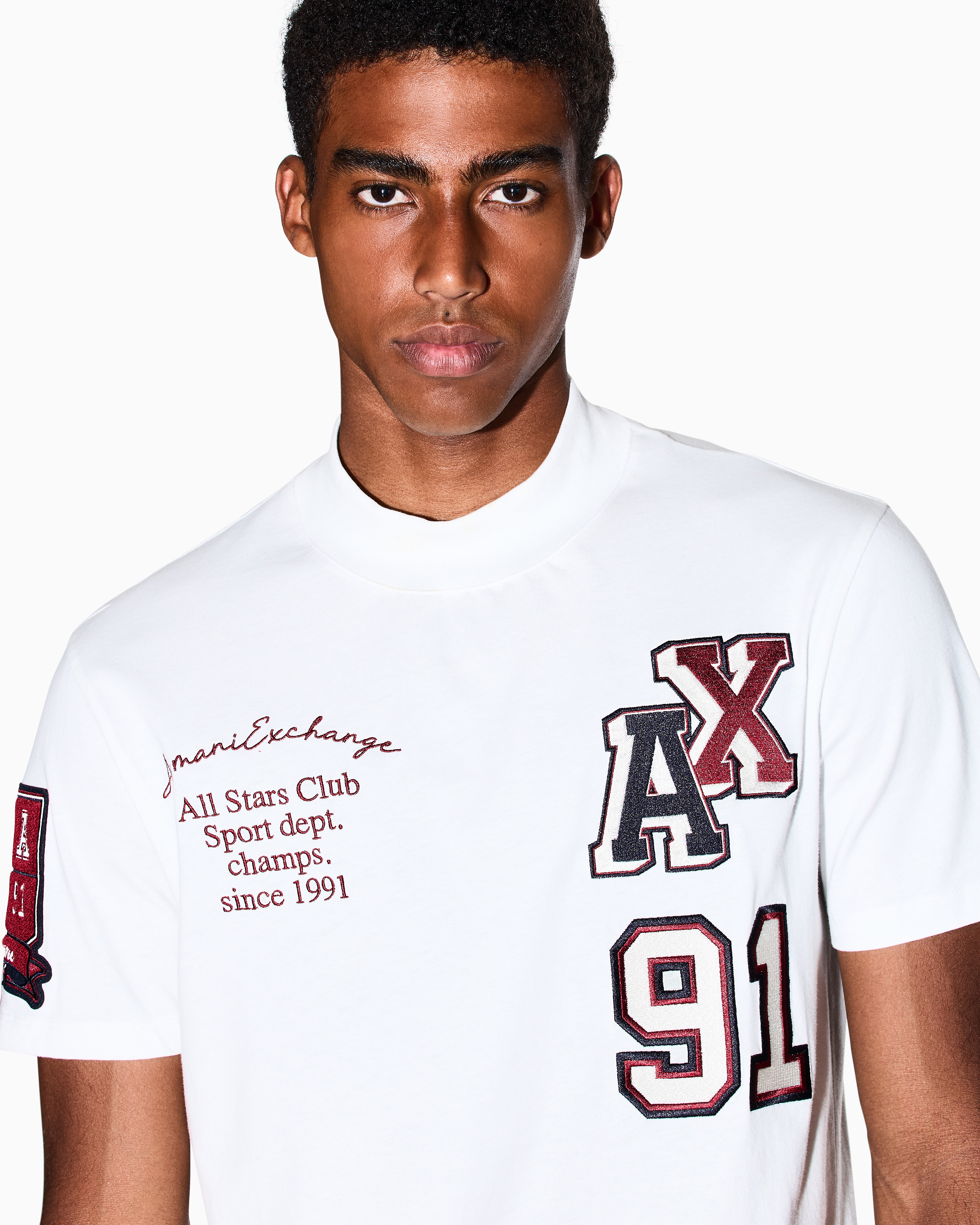 Armani Exchange - Regular fit multi-logo T-shirt, Man, White, Size: