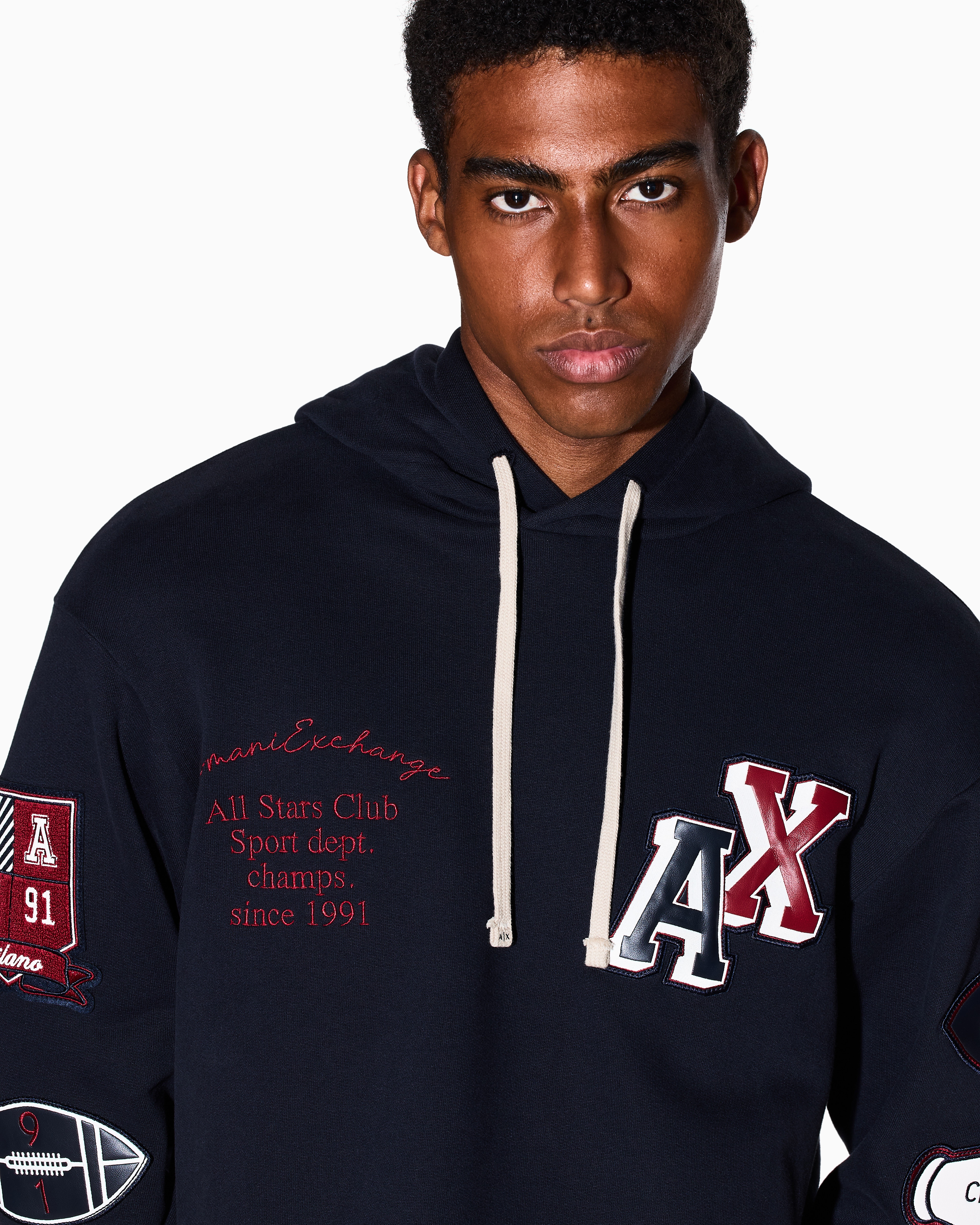 Armani Exchange - Hoodie with patch, Man, Navy_blue, Size: M