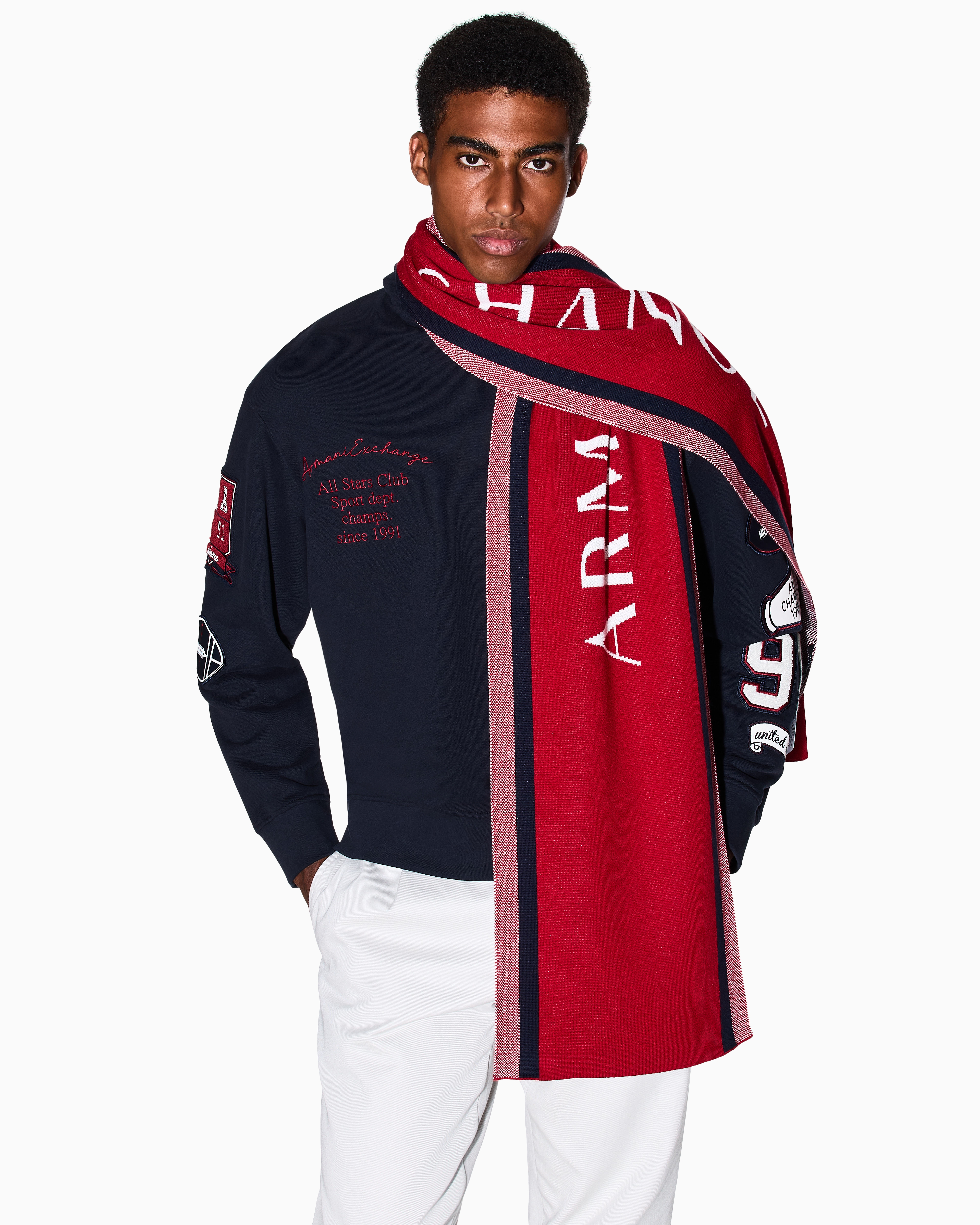 エンポリオ アルマーニ　マフラー11　ワインレッド　新品 タグ付　専用ケース無し 新品未使用品】ARMANI EXCHANGE ストール