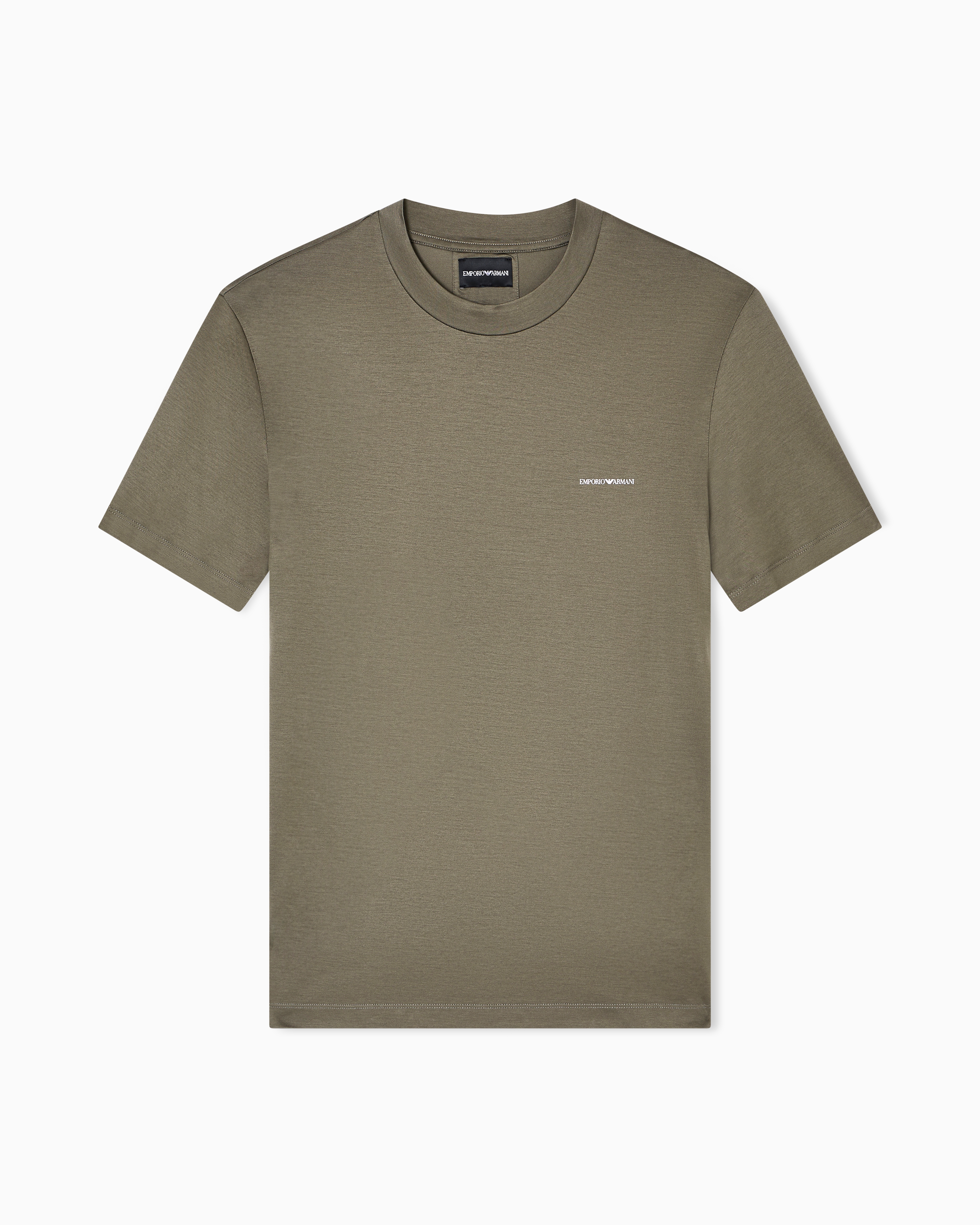 Emporio Armani - ASV Lyocell blend jersey T-shirt with micro logo lettering, Man, Green, Size: