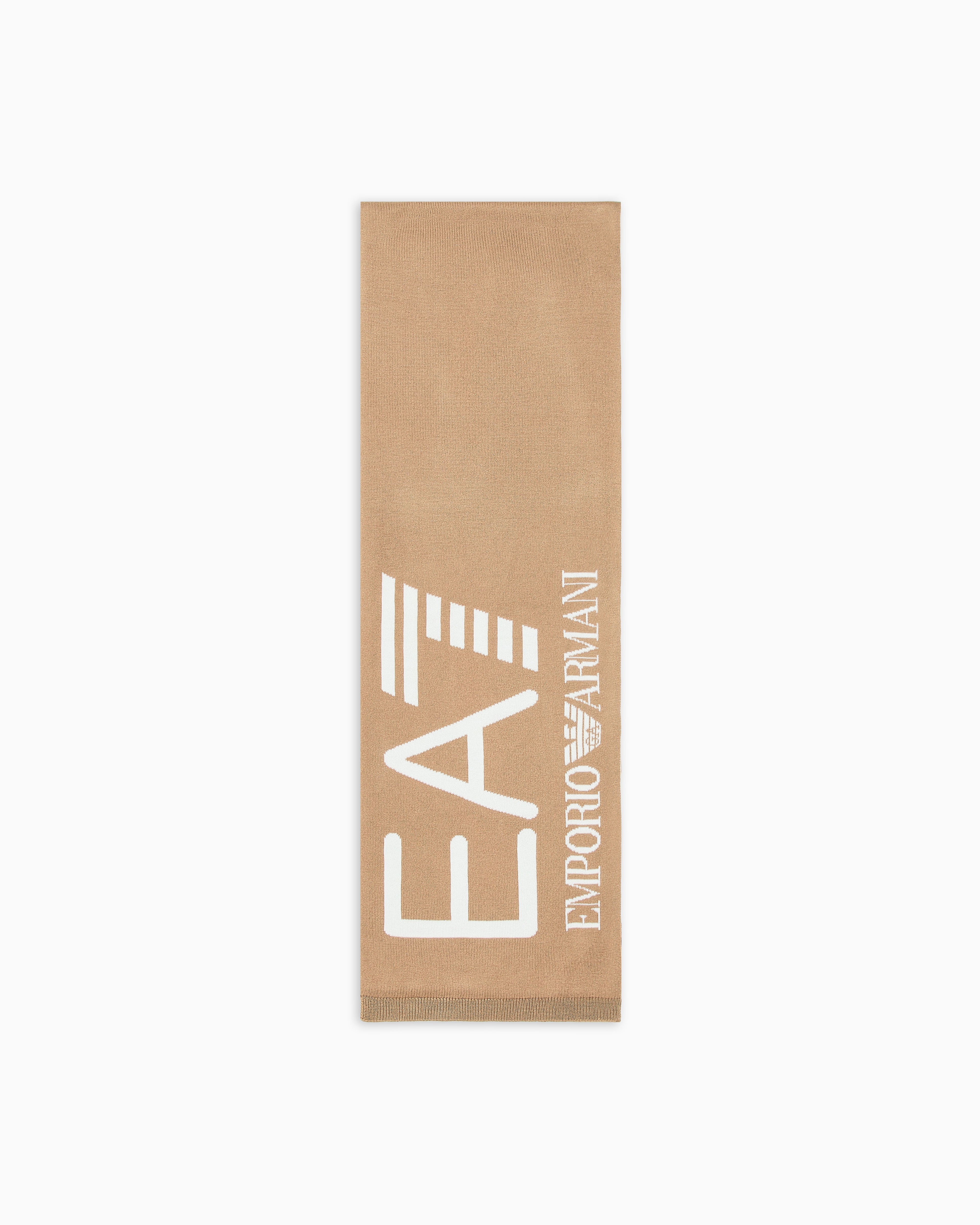 Ea7 Visibility Scarf With  Oversized Logo In Brown