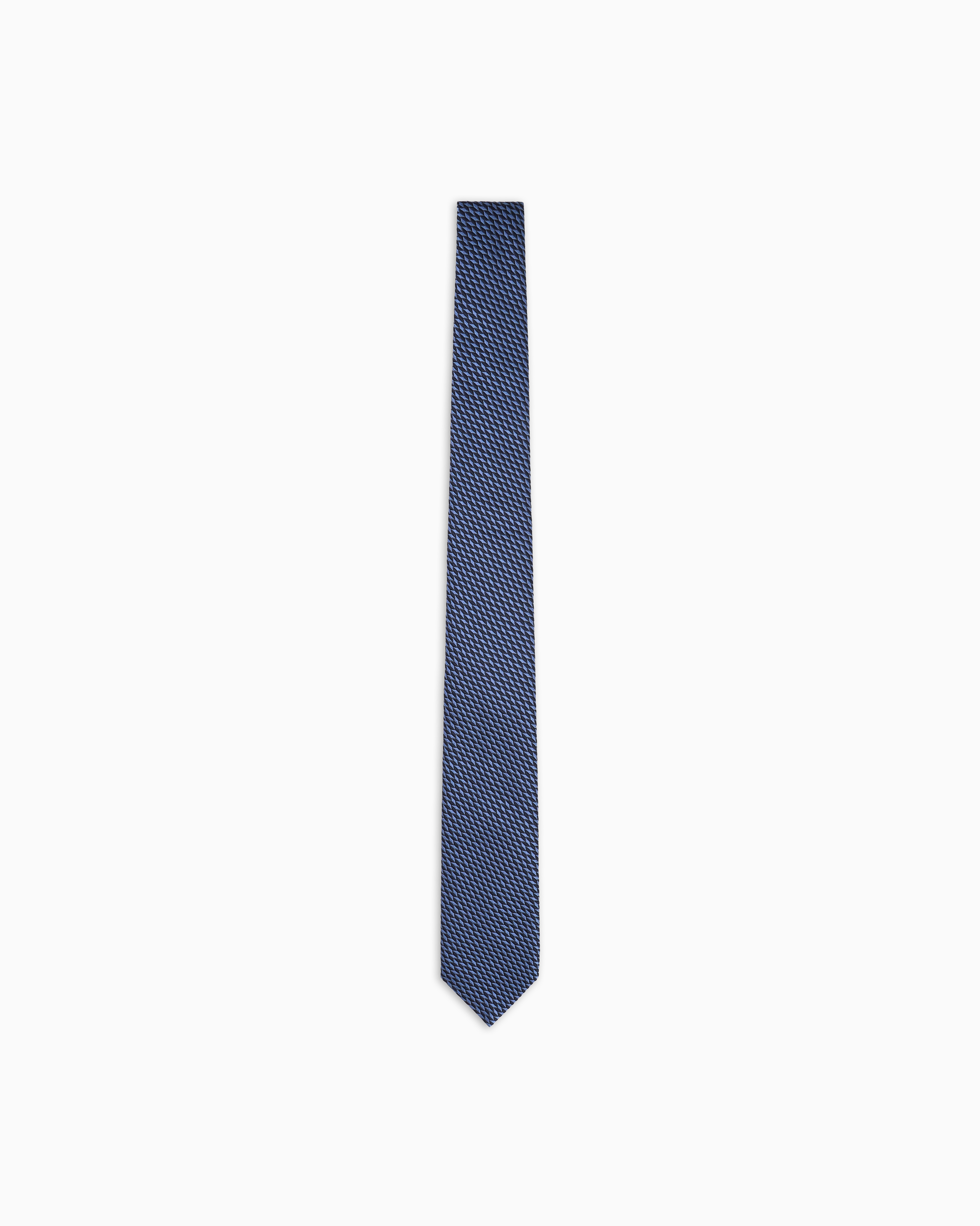 Giorgio Armani Silk Tie In Faded Monogram Jacquard Silk In Blue