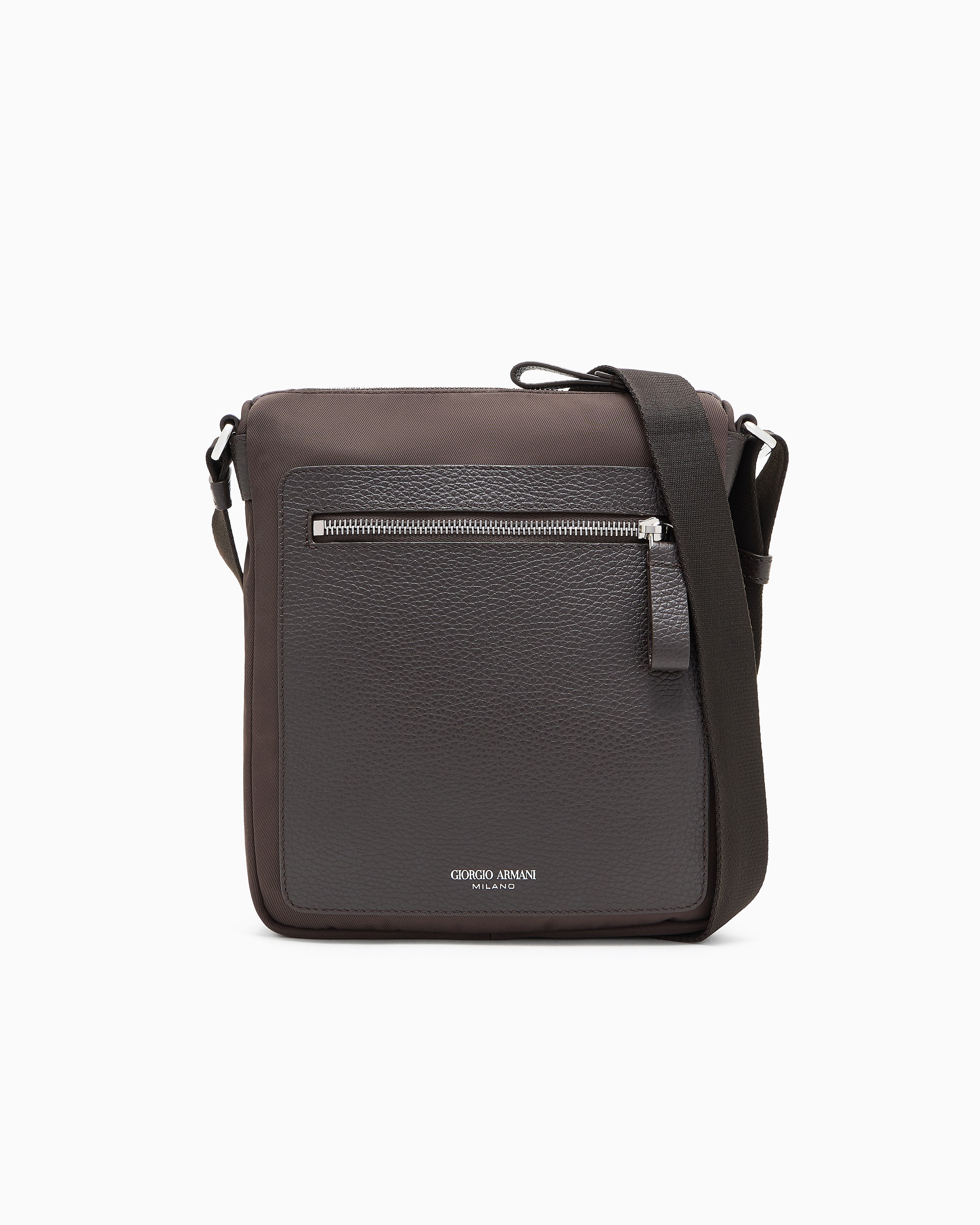 Giorgio Armani Asv Crossbody Bag In Nylon And Pebbled Leather