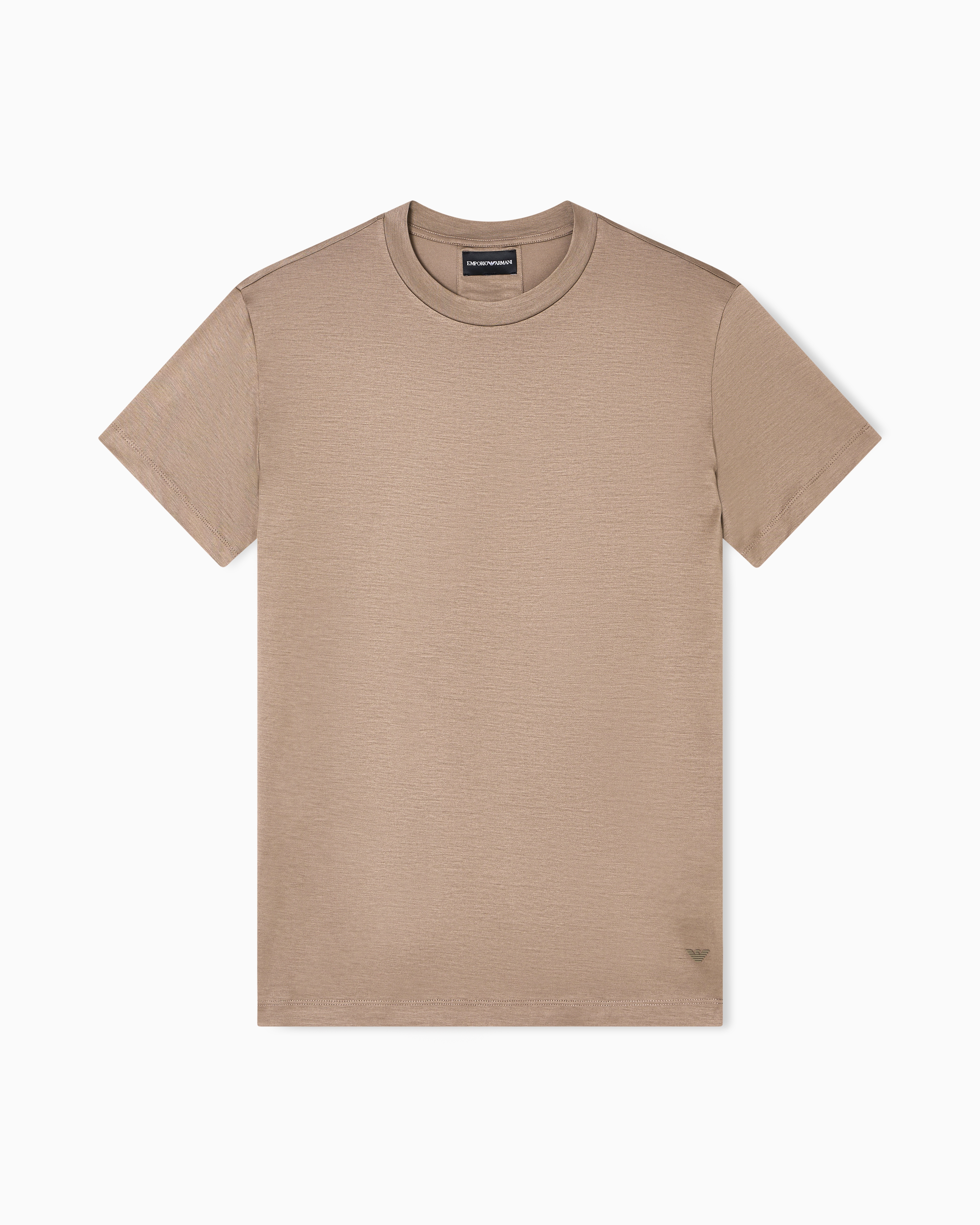 Emporio Armani - ASV Lyocell blend jersey T-shirt with micro eagle, Man, Beige, Size: