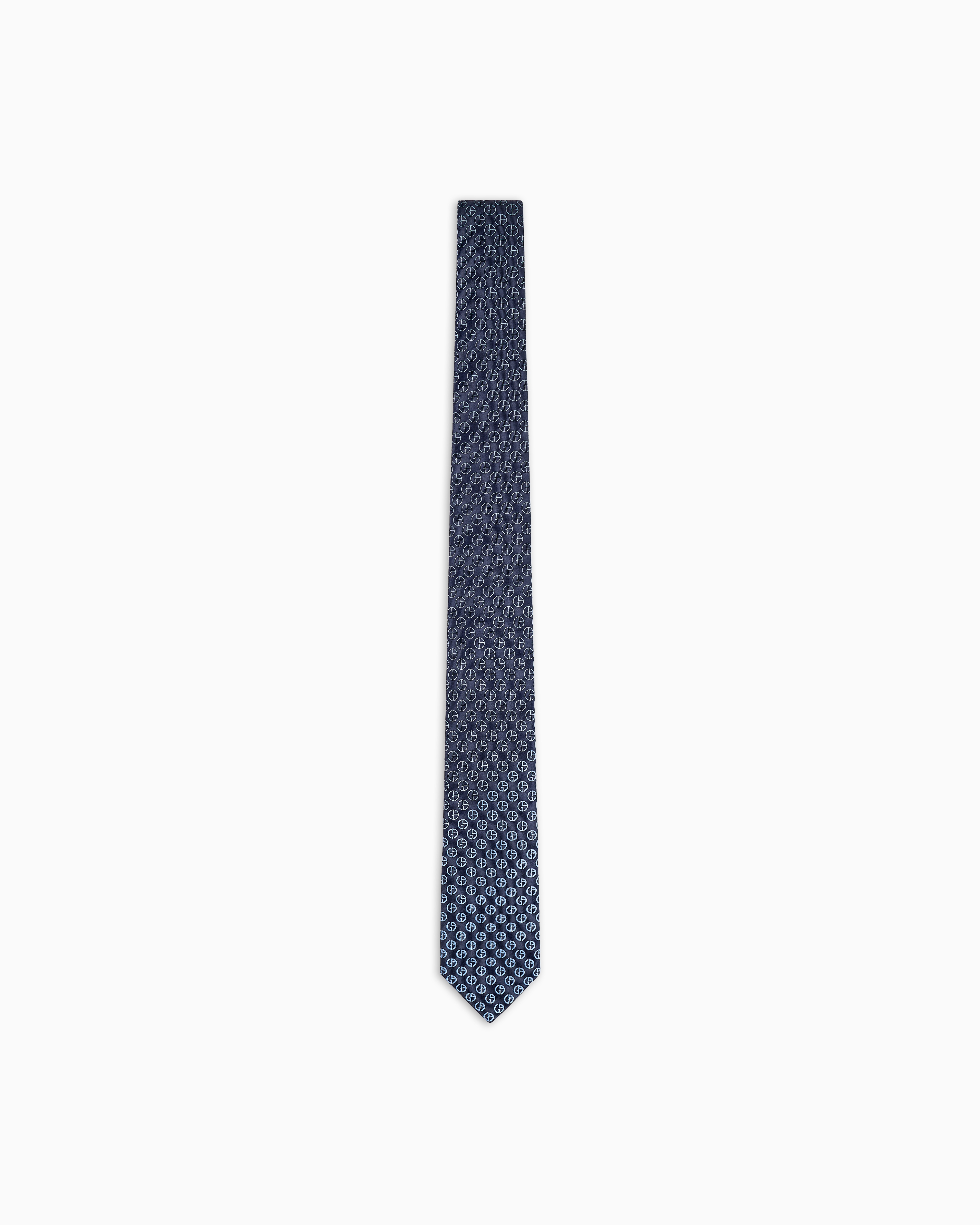 Giorgio Armani Silk Tie In Faded Monogram Jacquard Silk In Blue