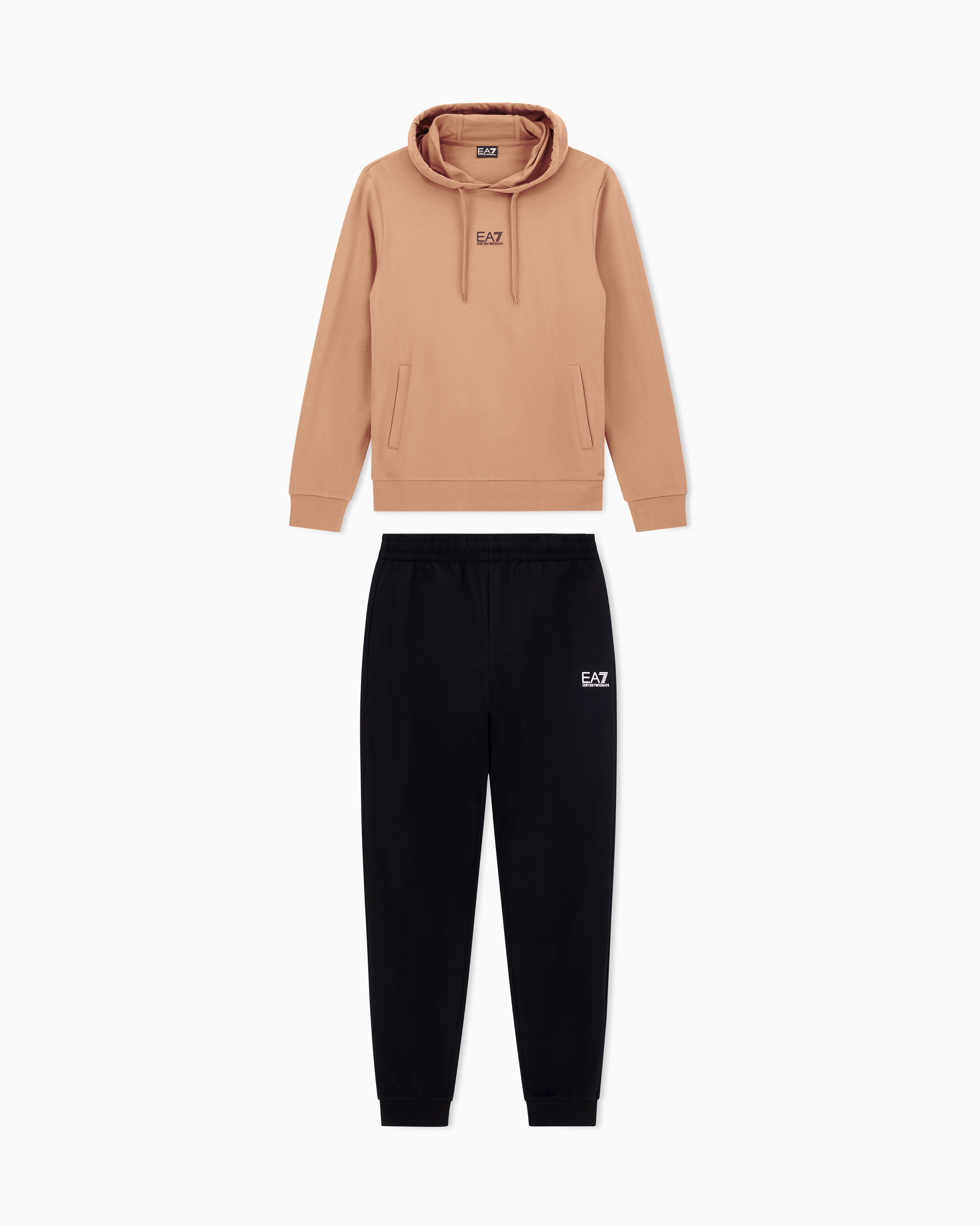 Ea7 Beige Core Identity Cotton Tracksuit Medium