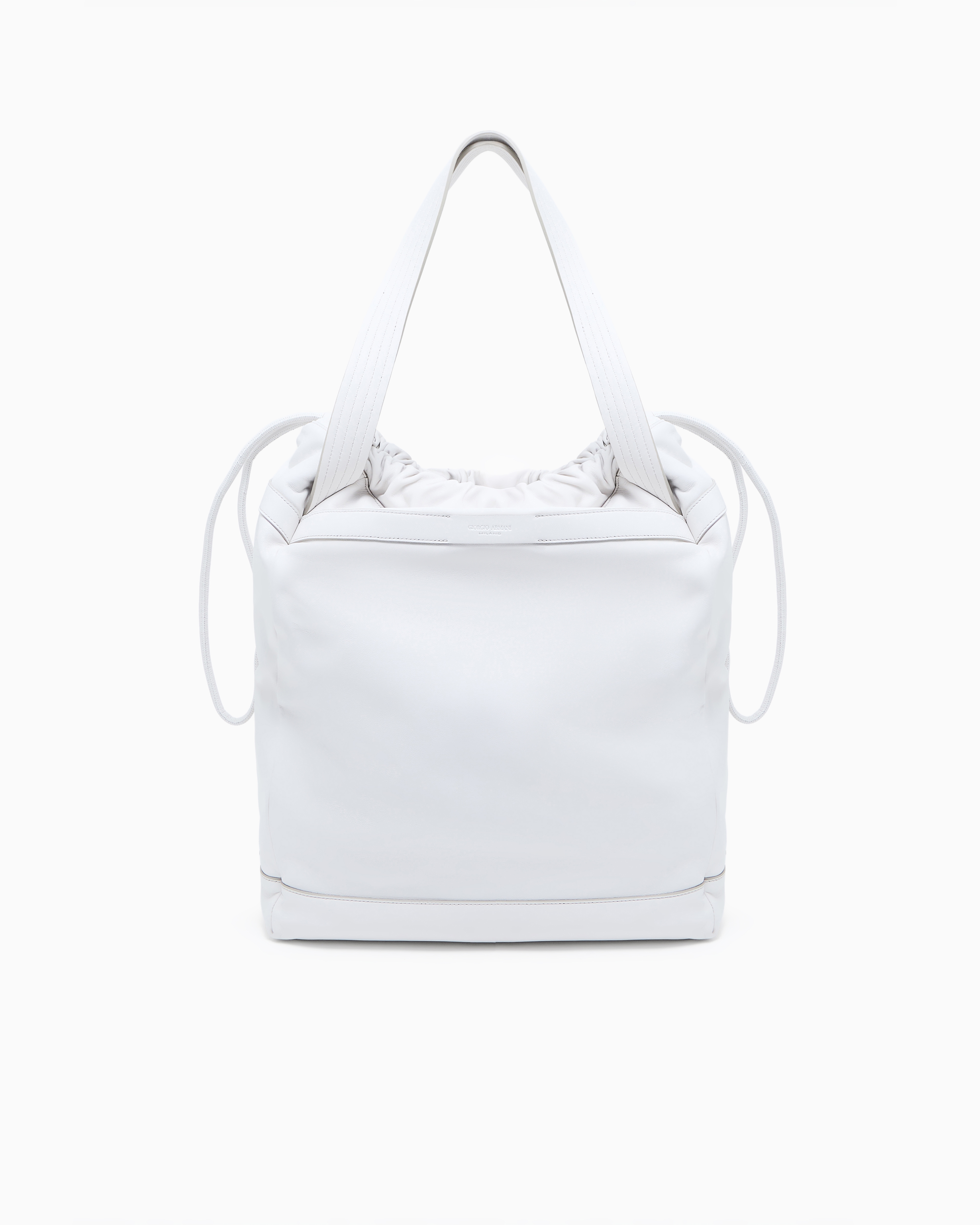 Giorgio Armani ホワイトトートバッグ Nappa-leather shopper bag with shoulder strap | Giorgio Armani