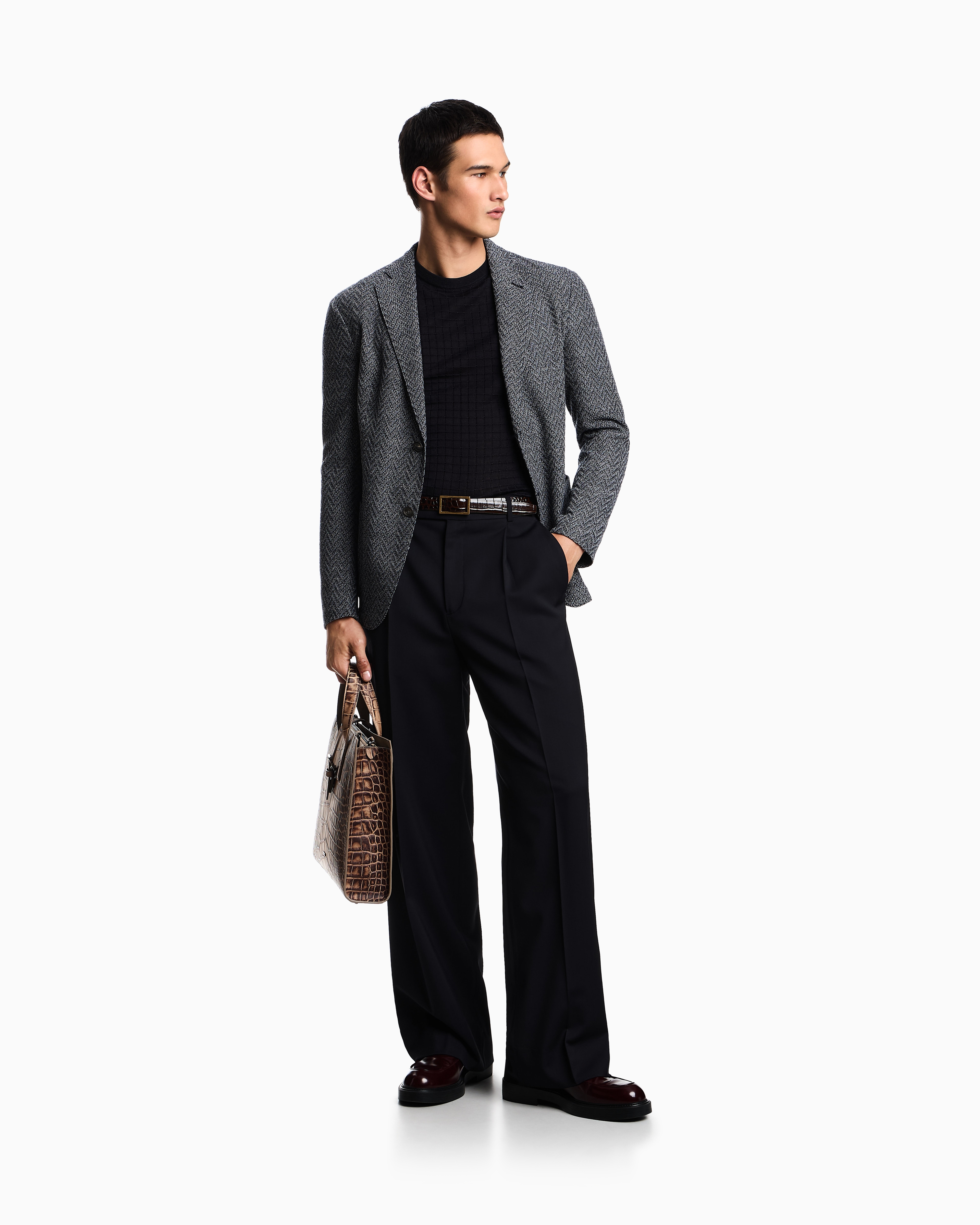 Emporio Armani◆ASV フルジップ スウェットシャツ リヨセル混紡 ASV フルジップ スウェットシャツ リヨセル混紡ジャカード