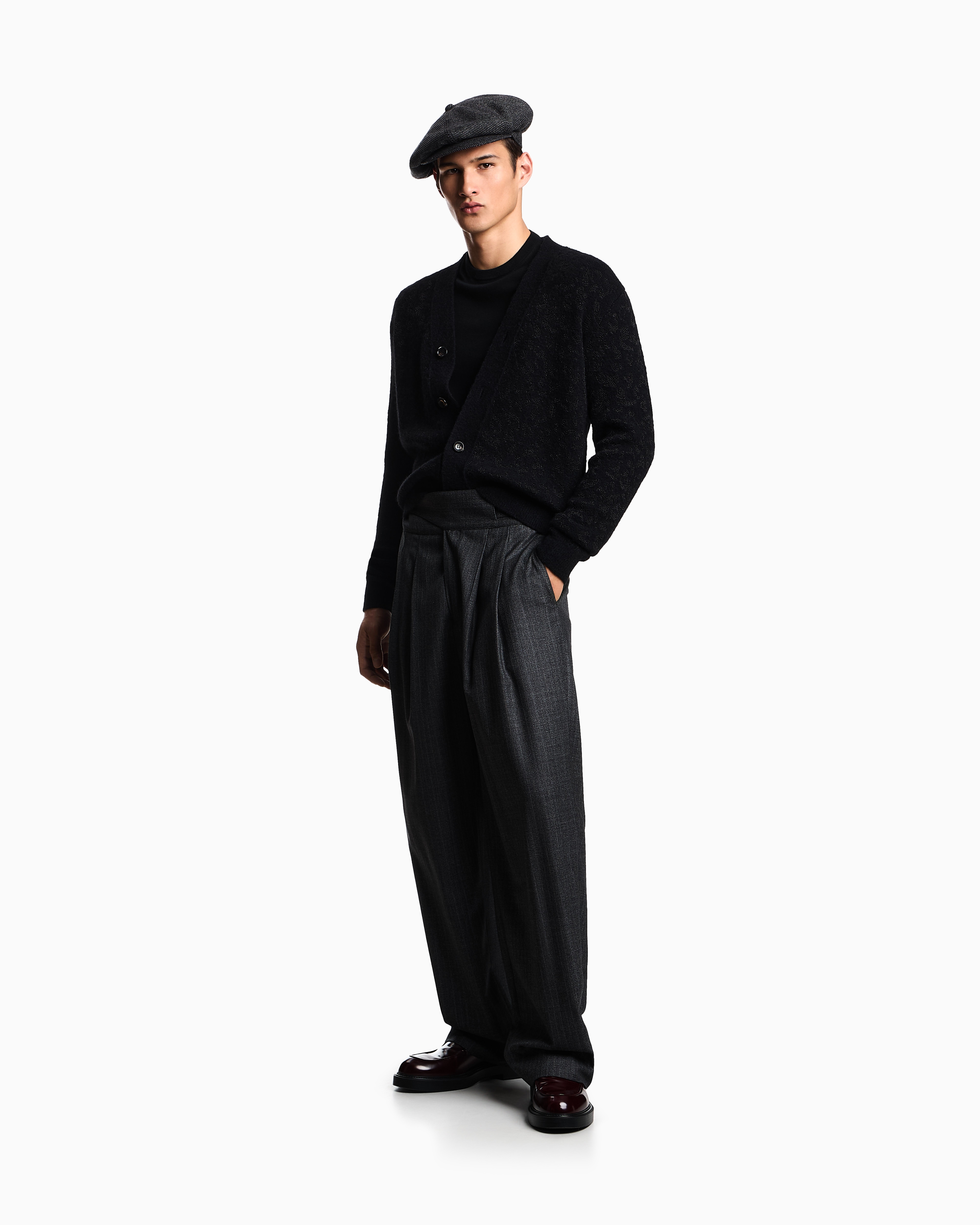Emporio Armani Short-sleeved Jumper In A Seamless Plain-knit Virgin Wool In Black