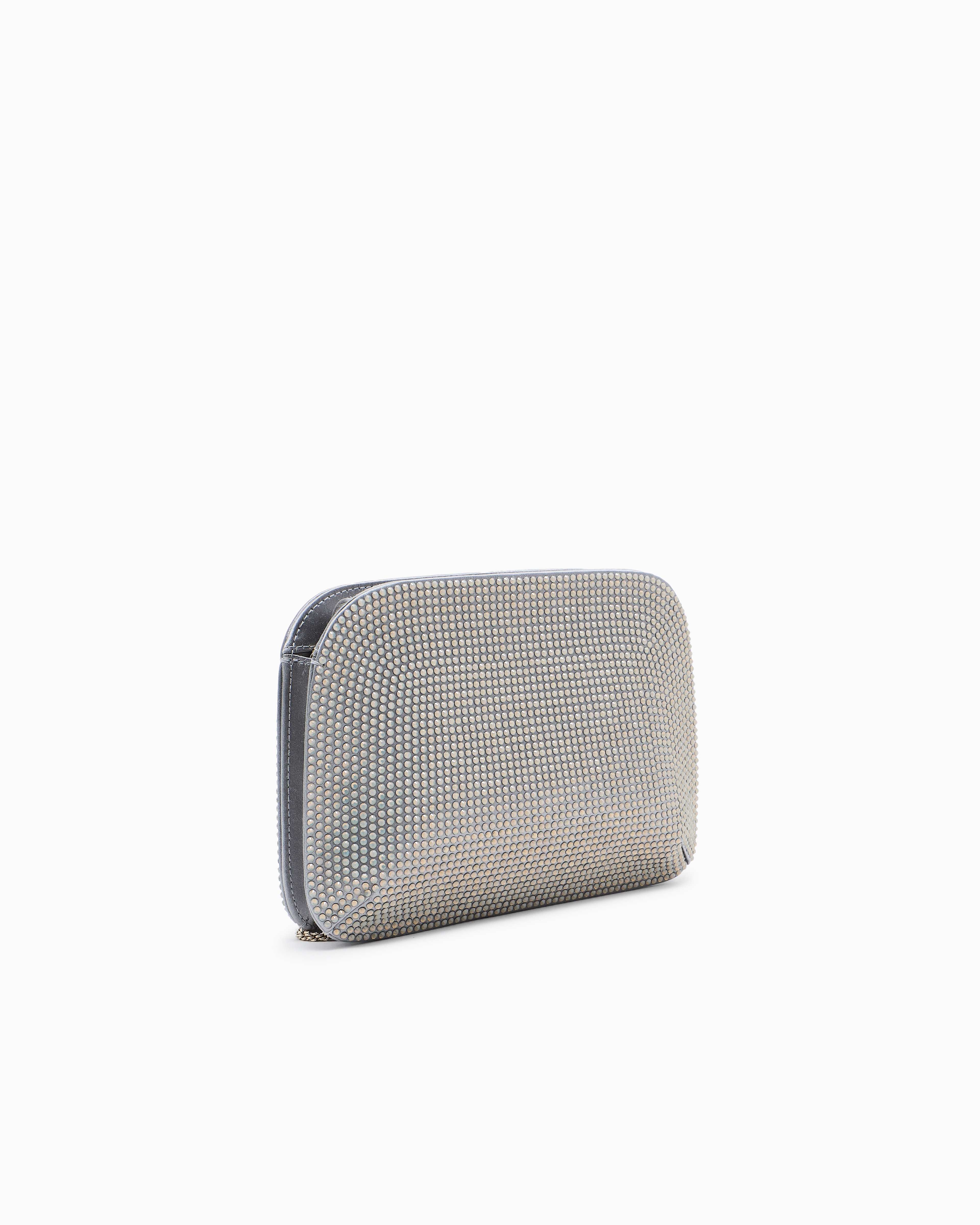 Giorgio Armani La Prima Satin And Opal Rhinestone Clutch Bag In Gold