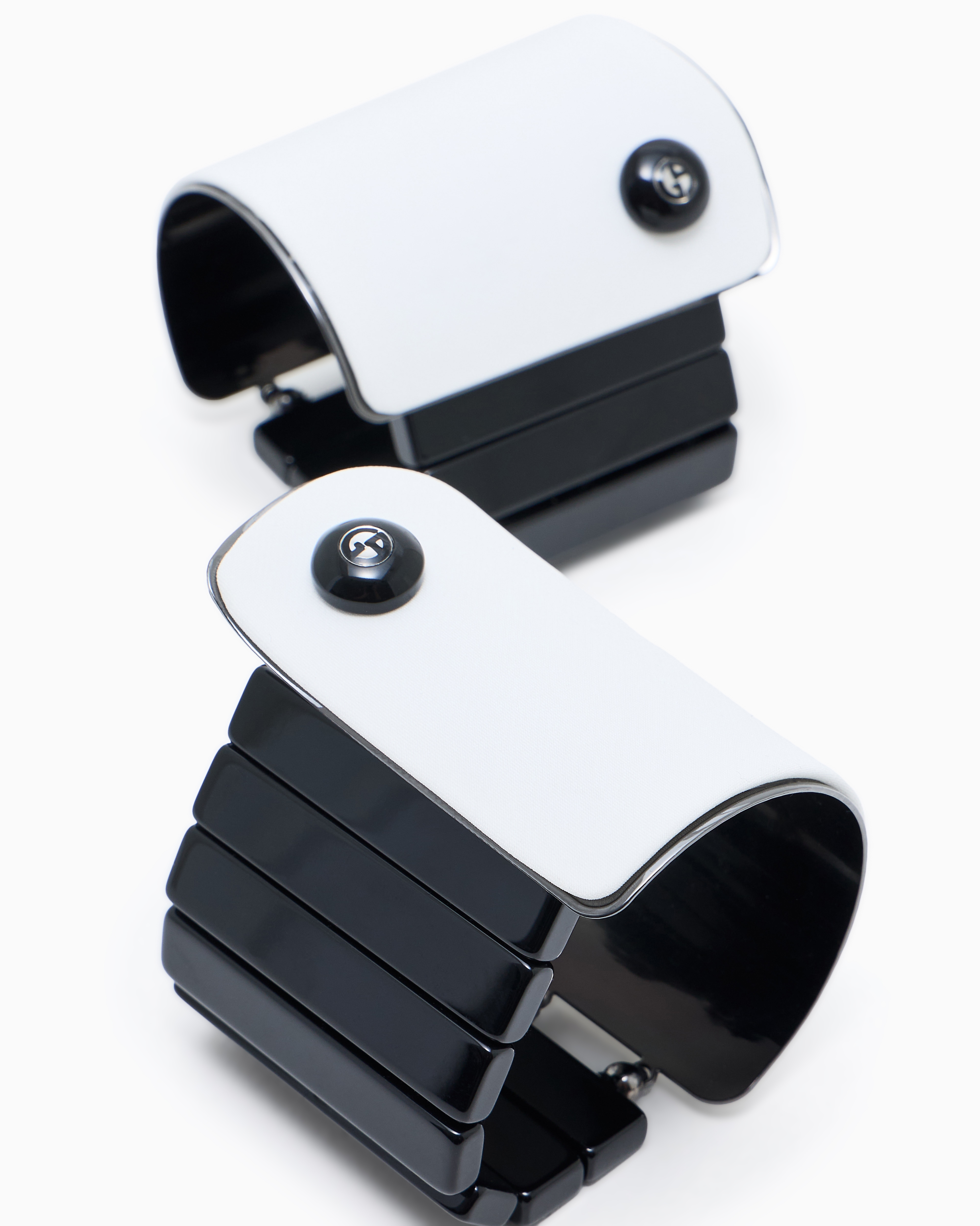 Giorgio Armani Cuff-effect Elasticated Bracelets In White