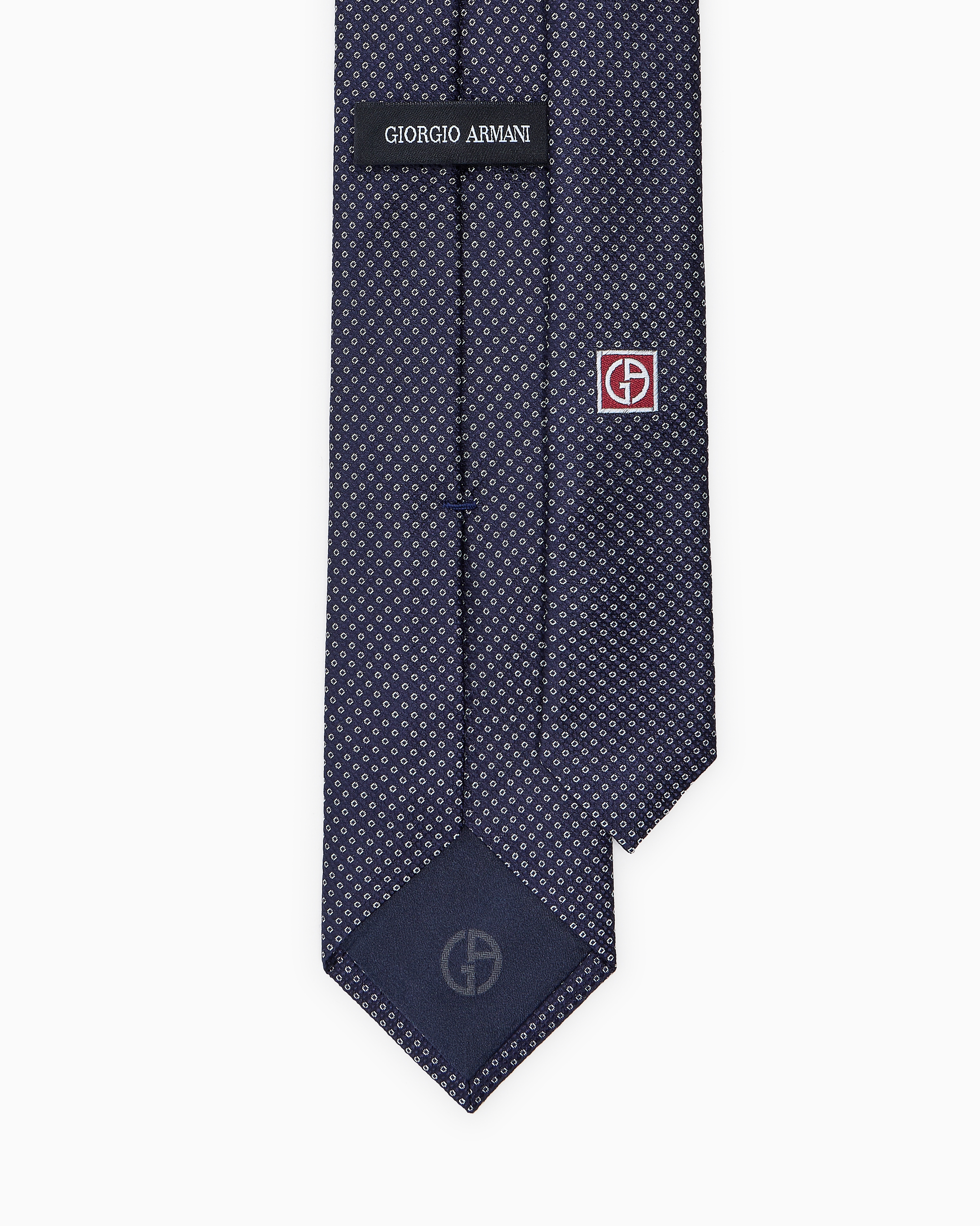 Giorgio Armani Silk Tie With Jacquard Micro-pattern In Blue