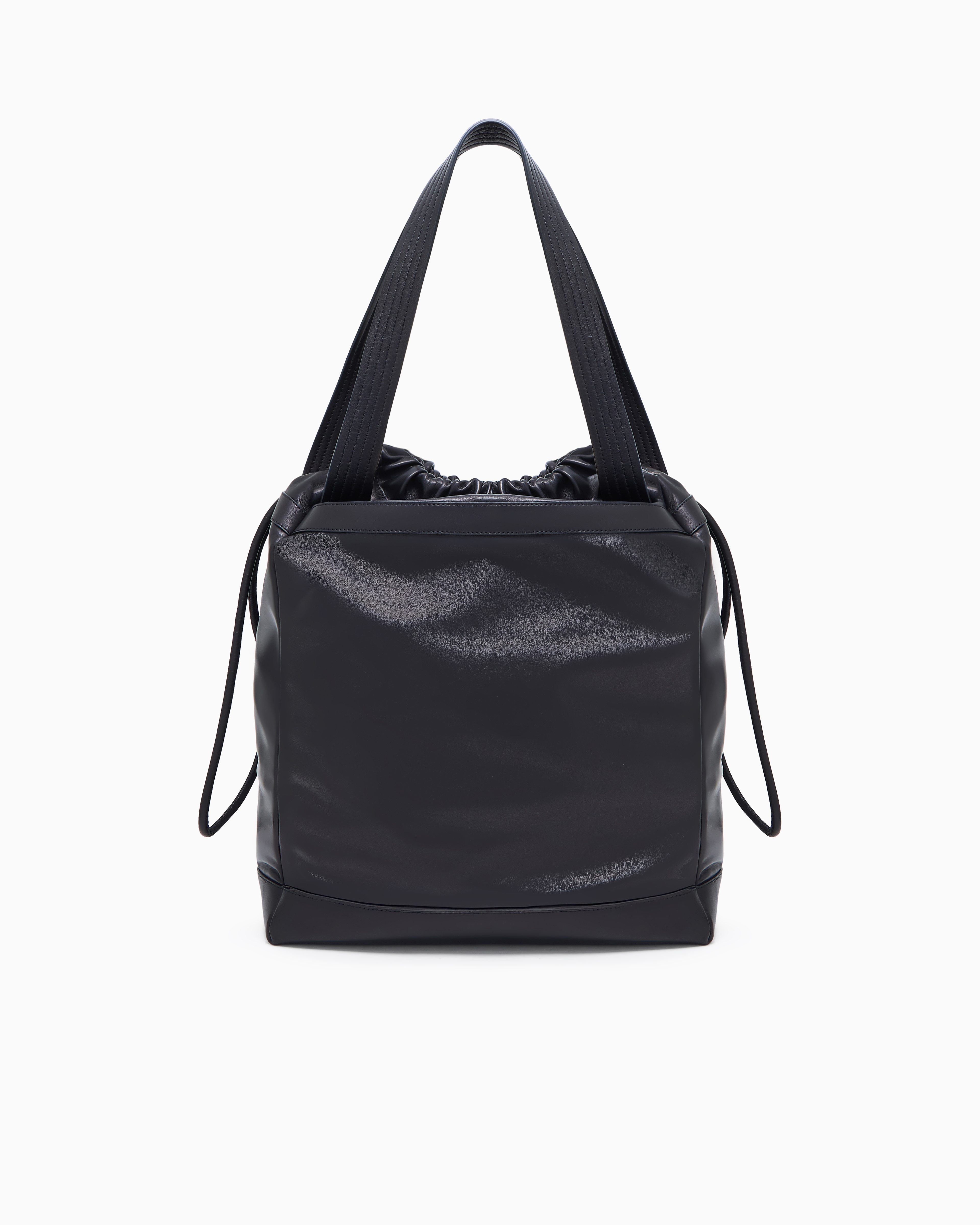 Giorgio Armani Nappa-leather Shopper Bag With Shoulder Strap In Black