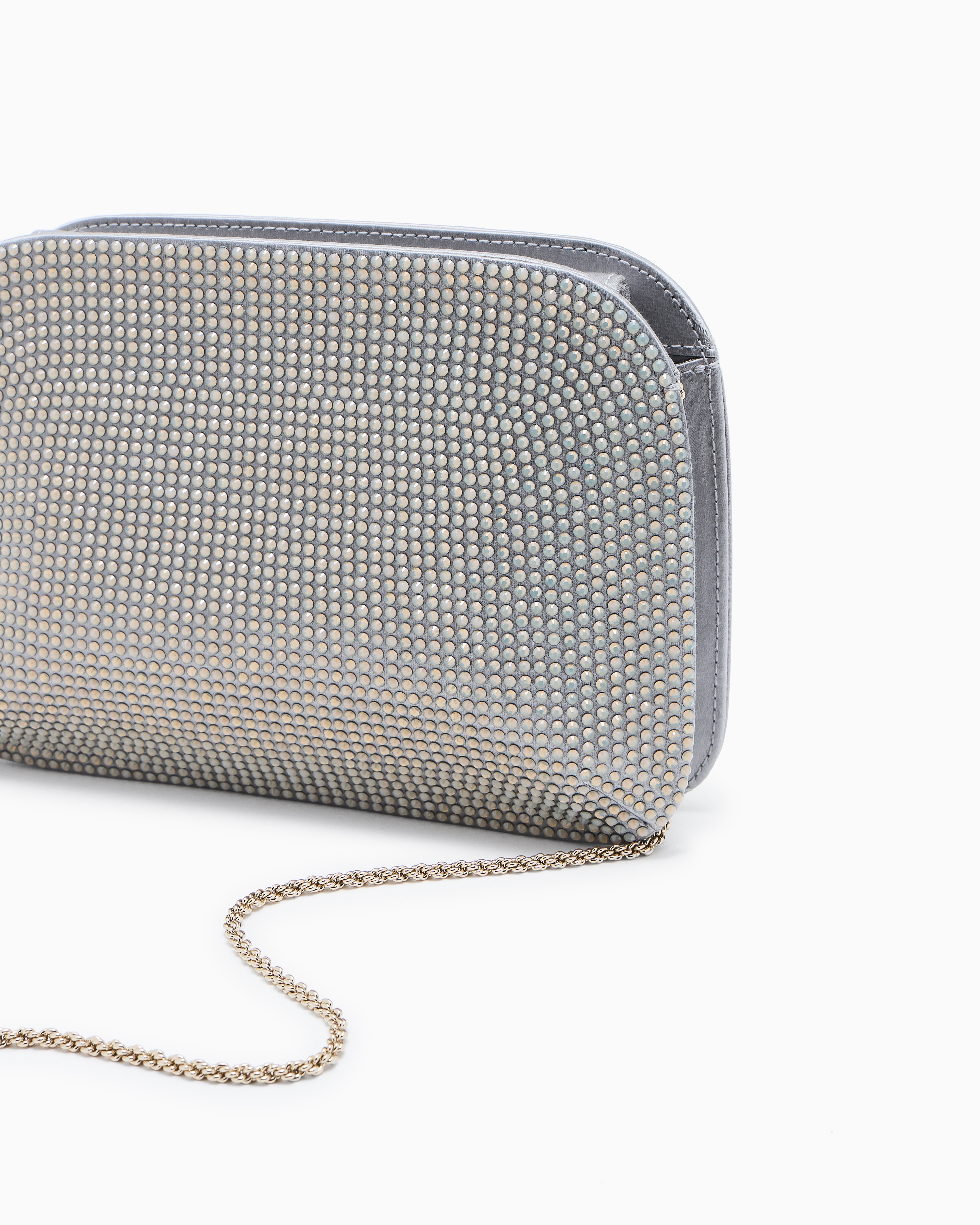 Giorgio Armani La Prima Satin And Opal Rhinestone Clutch Bag In Gold