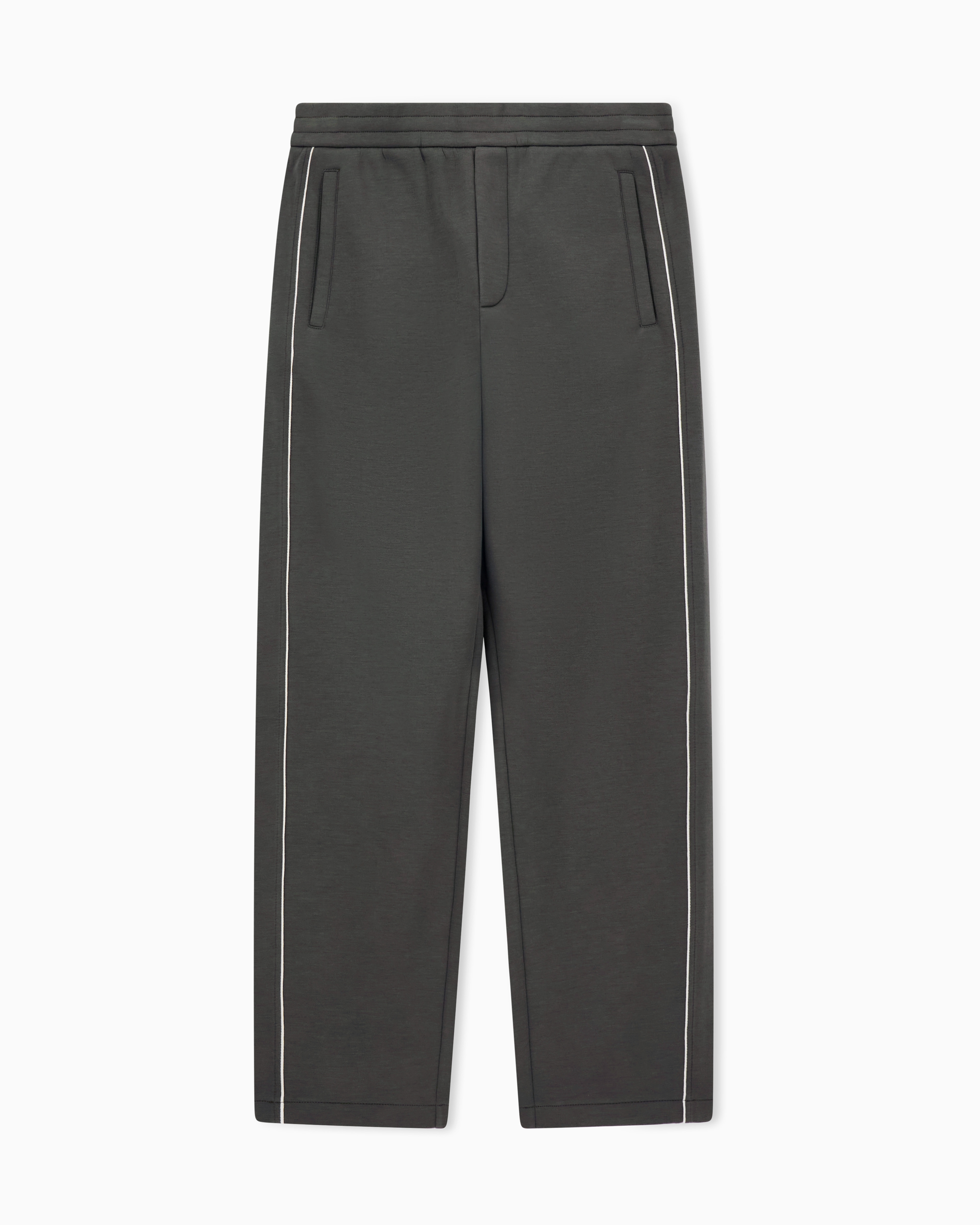 Emporio Armani - Double-jersey trousers with piping, Man, Green, Size: