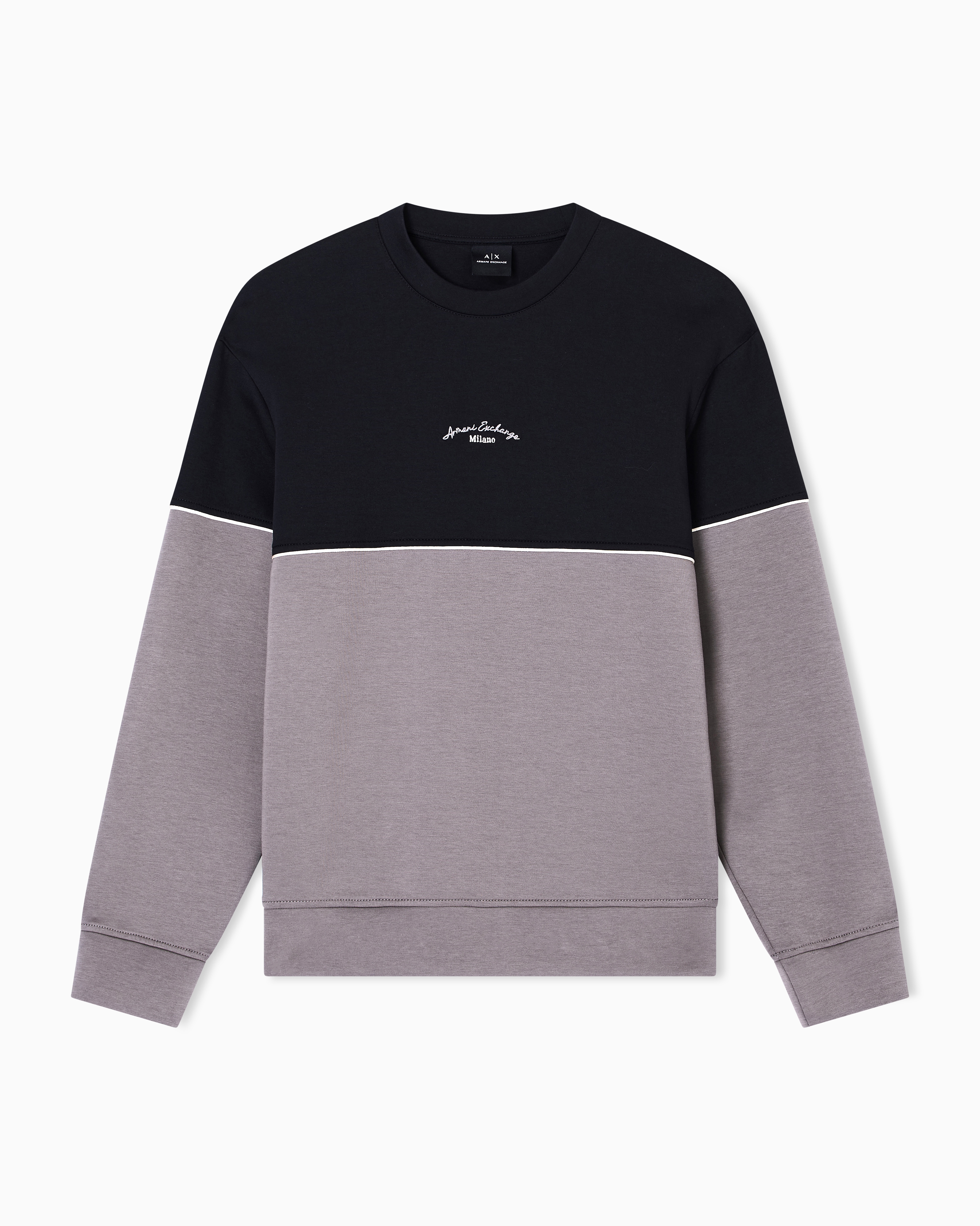 Armani Exchange - Two-tone sweatshirt in stretch fabric, Man, Black, Size: M
