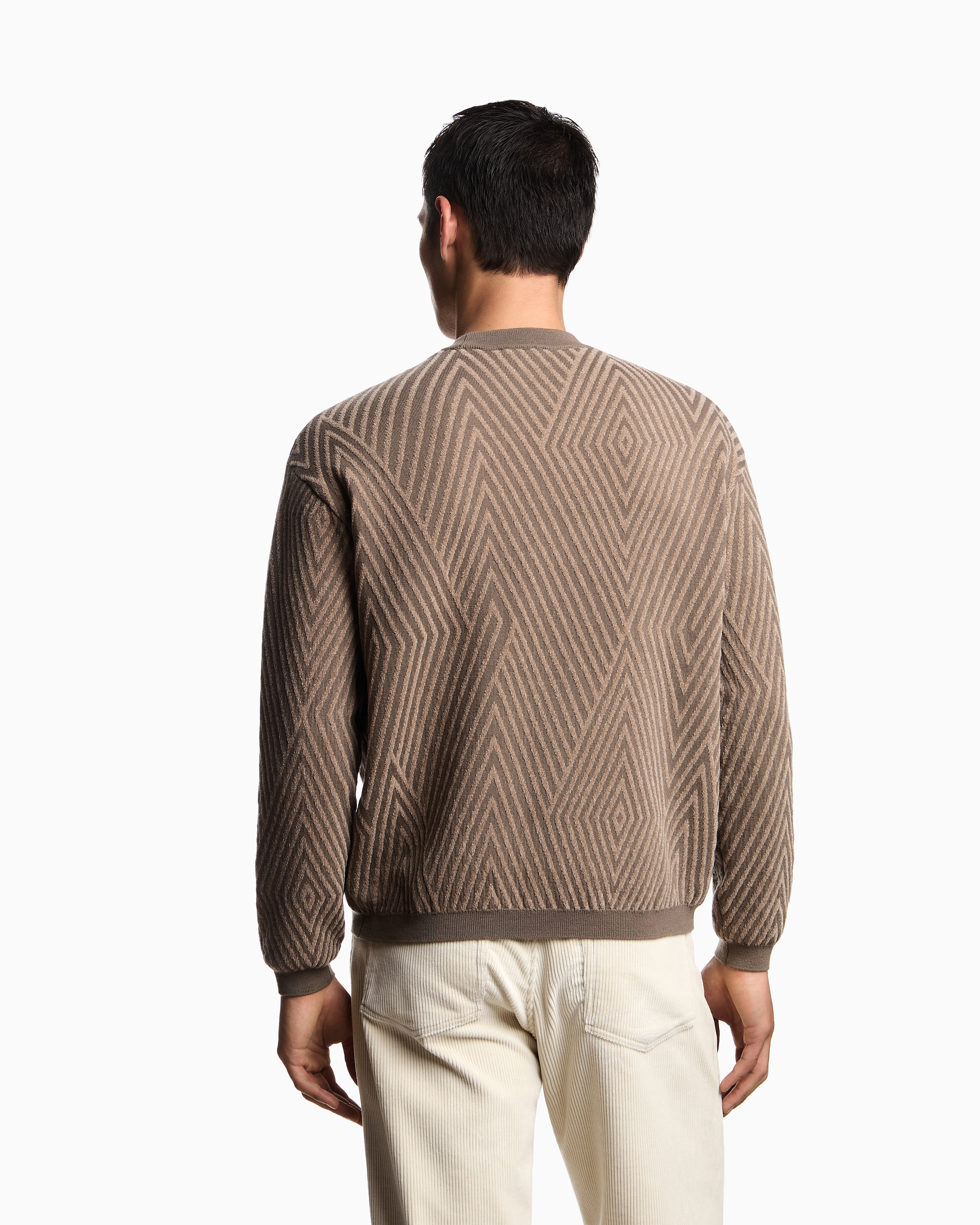 Virgin wool-blend jumper with op-art jacquard with oversized