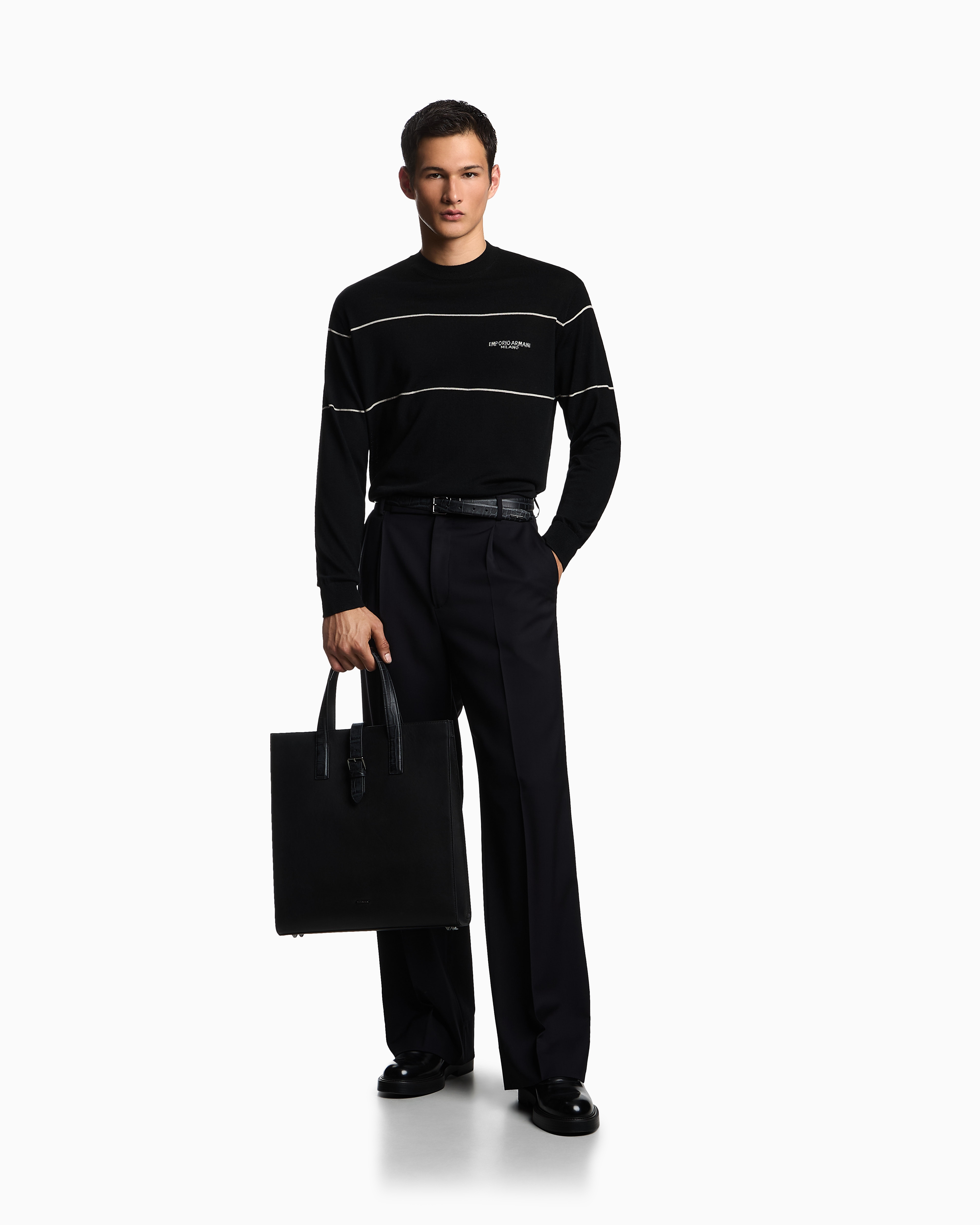 Emporio Armani Virgin-wool Jumper With Jacquard Logo