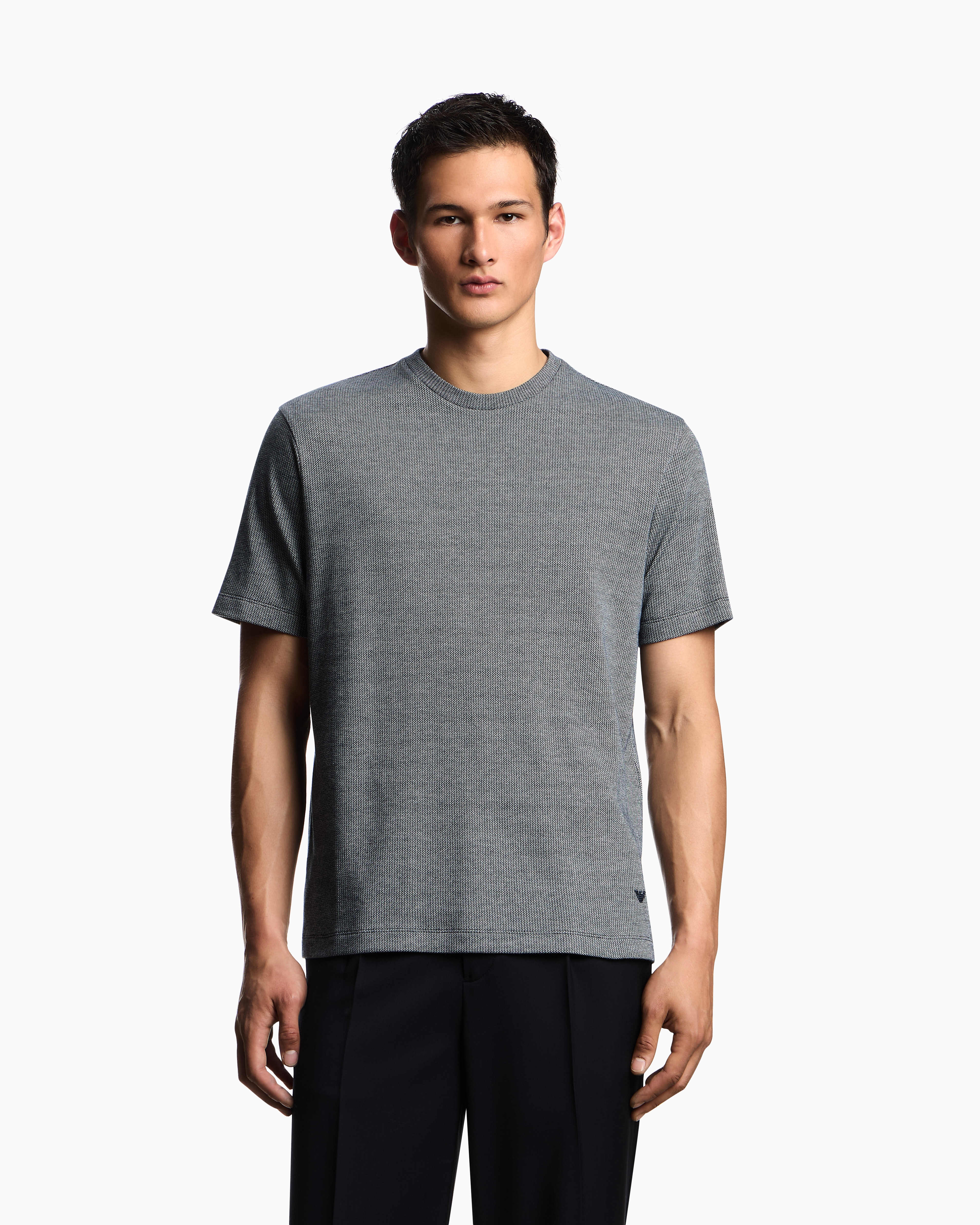 Emporio Armani Asv Two-tone Jersey Knit T-shirt In Gray