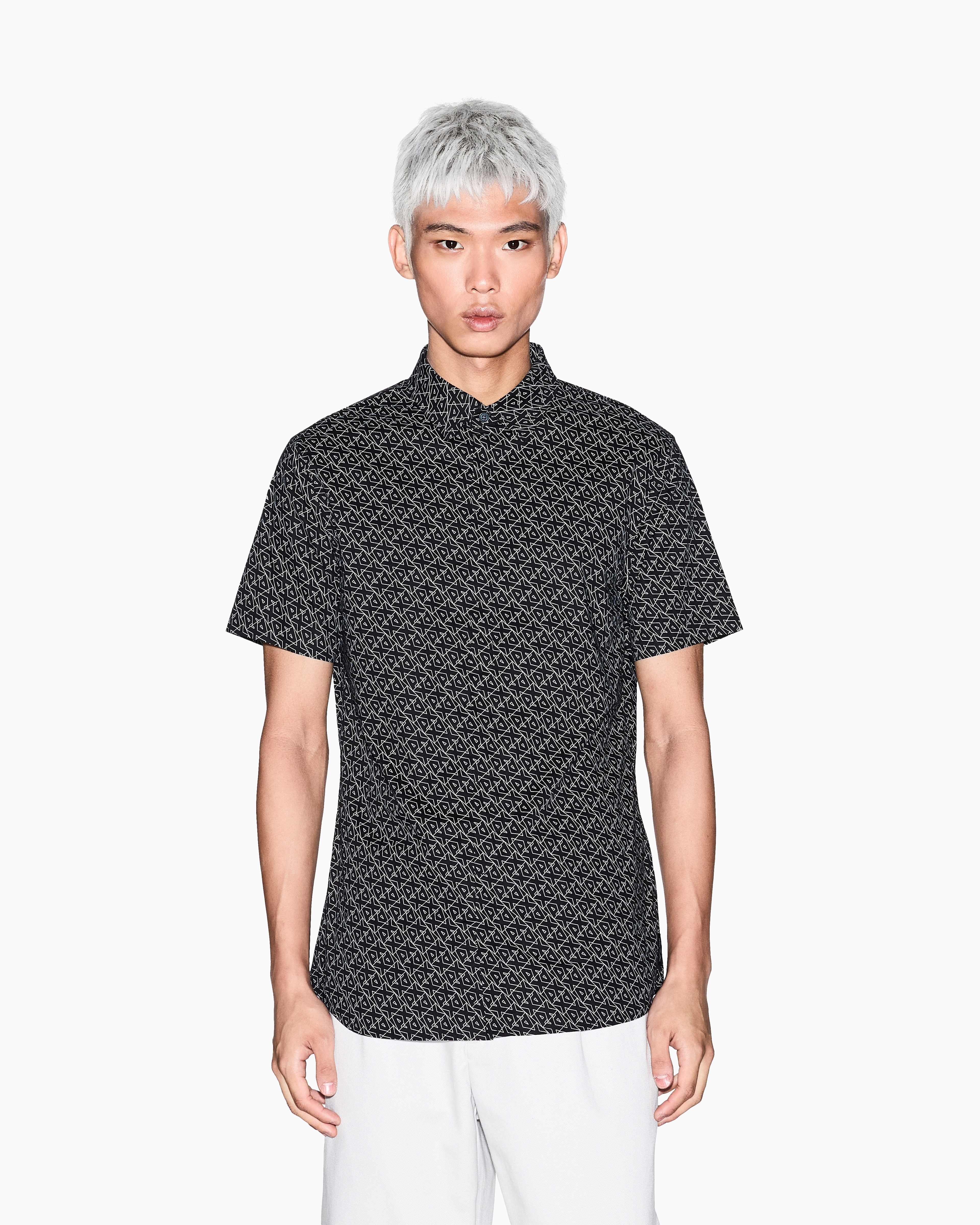 Armani Exchange - Slim fit short sleeve shirt, Man, Black, Size: