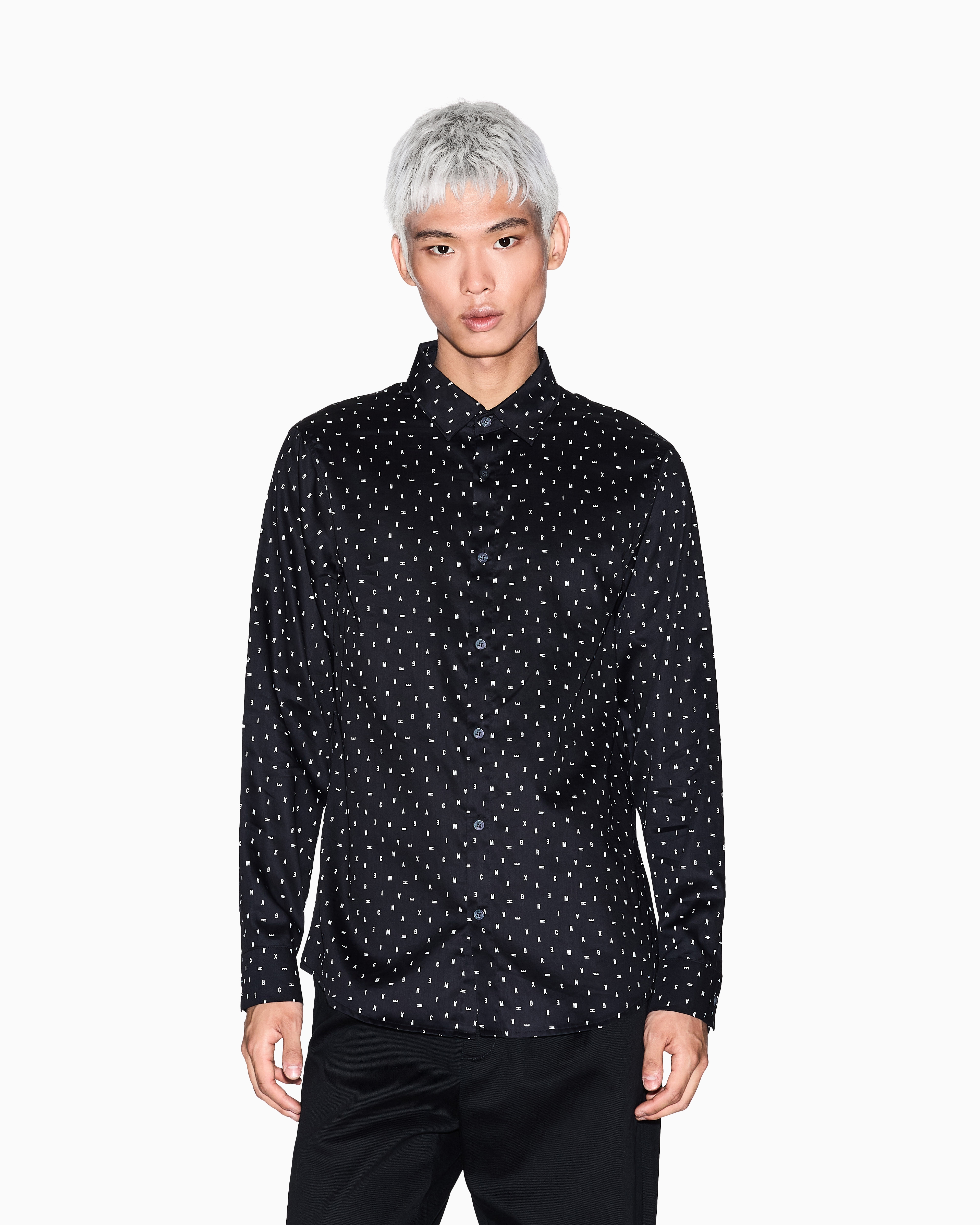 Armani Exchange - Regular fit shirt with lettering logo, Man, Black, Size: M