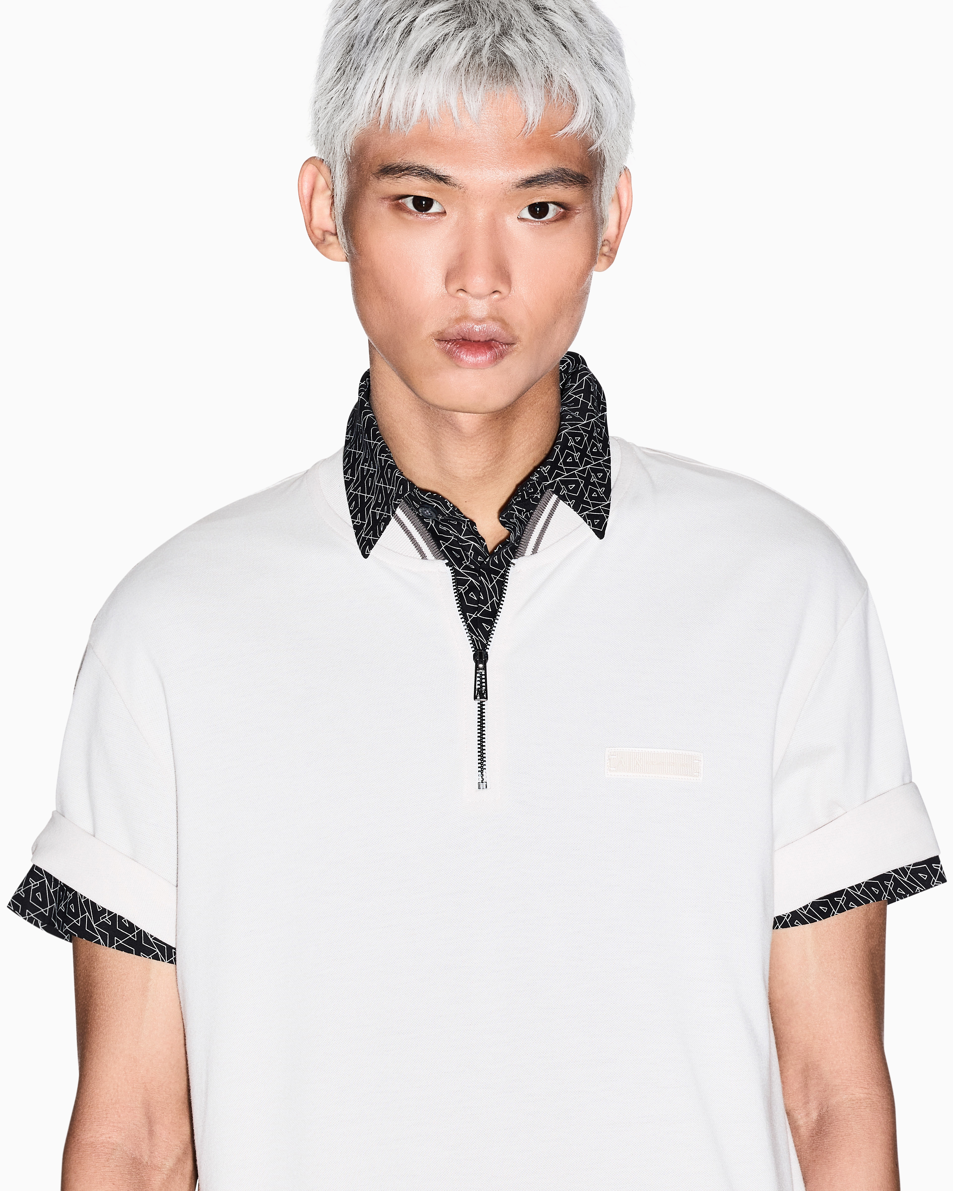Armani Exchange - Pique polo shirt with zip, Man, White, Size: