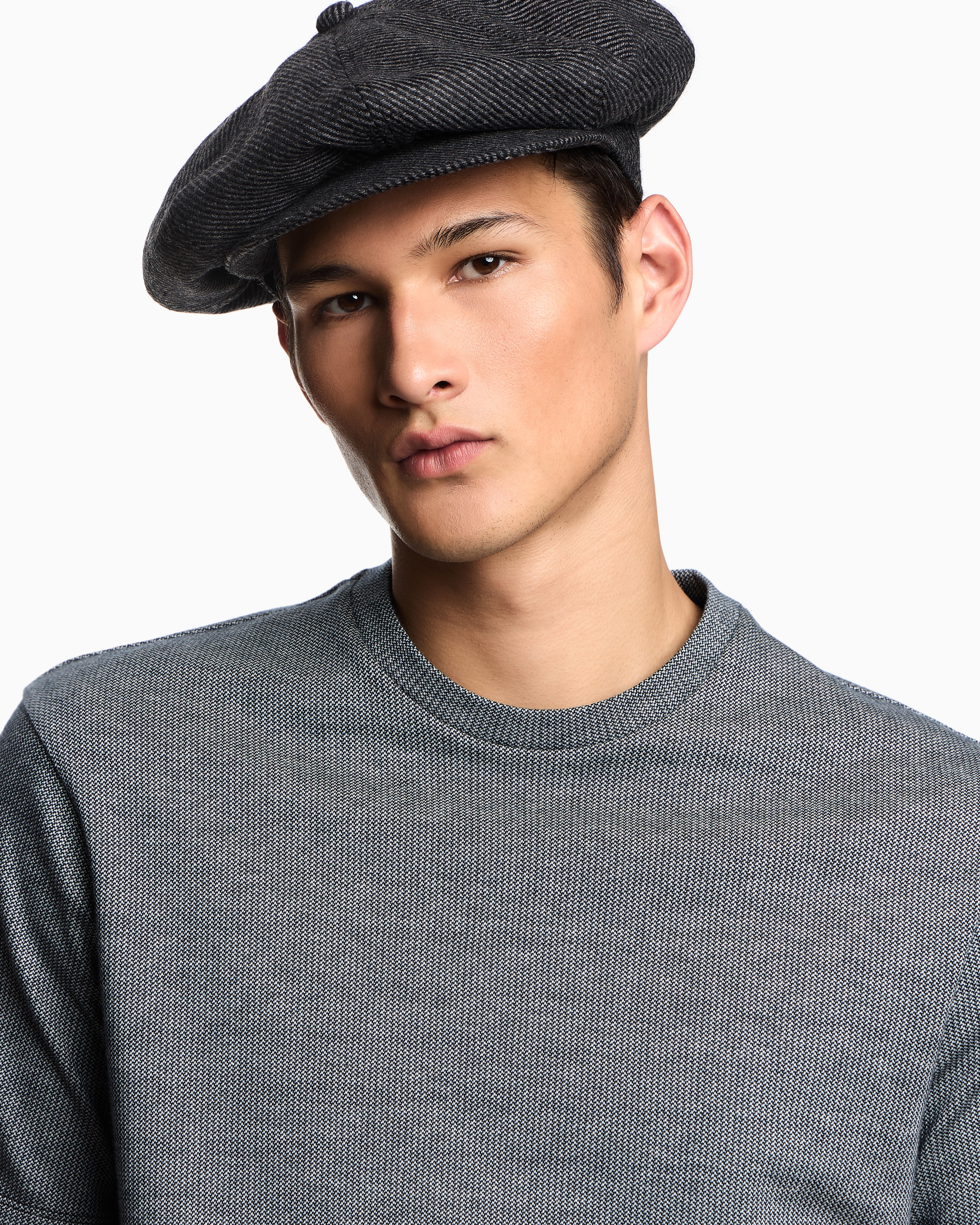 Emporio Armani Asv Two-tone Jersey Knit T-shirt In Gray