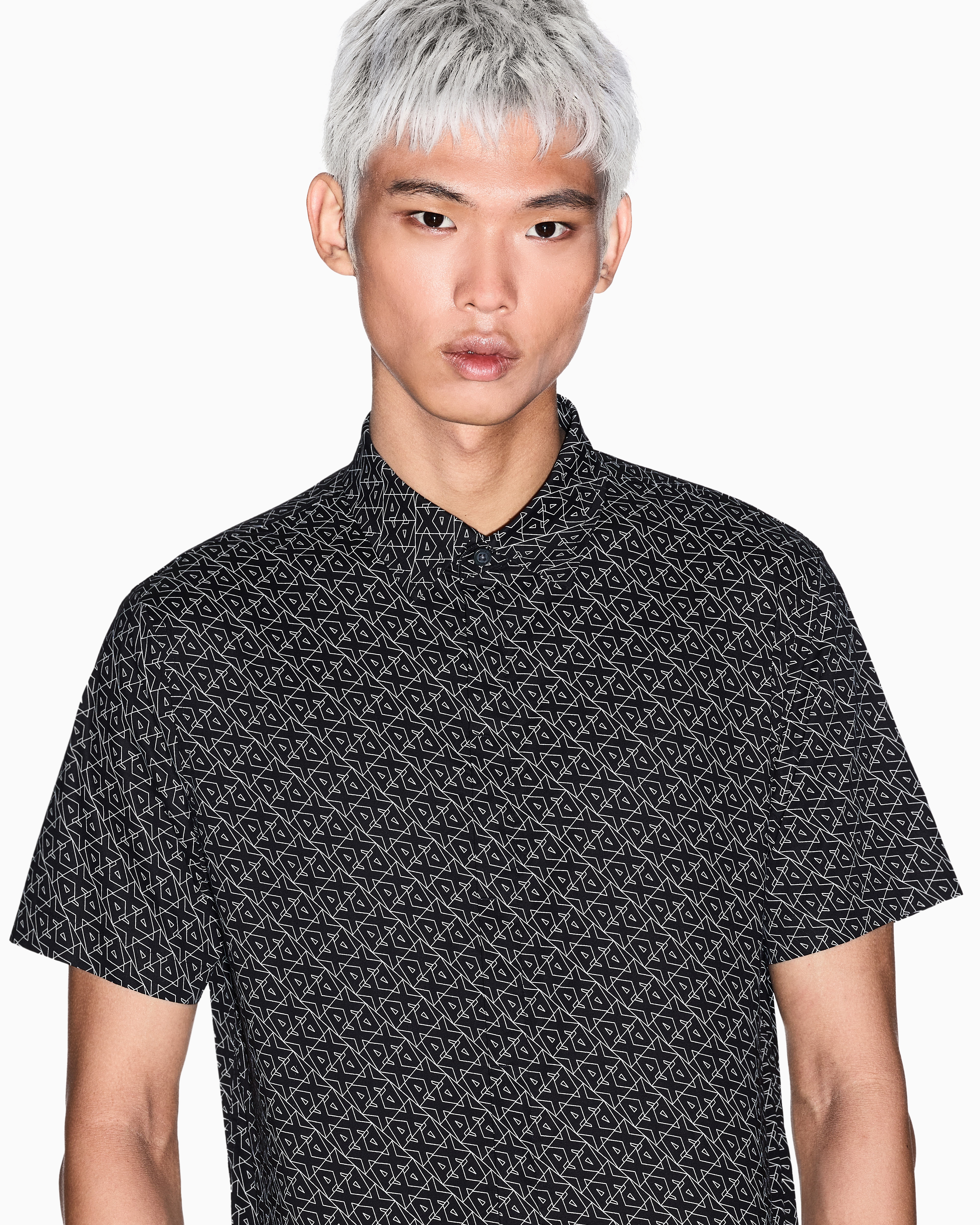 Armani Exchange - Slim fit short sleeve shirt, Man, Black, Size: