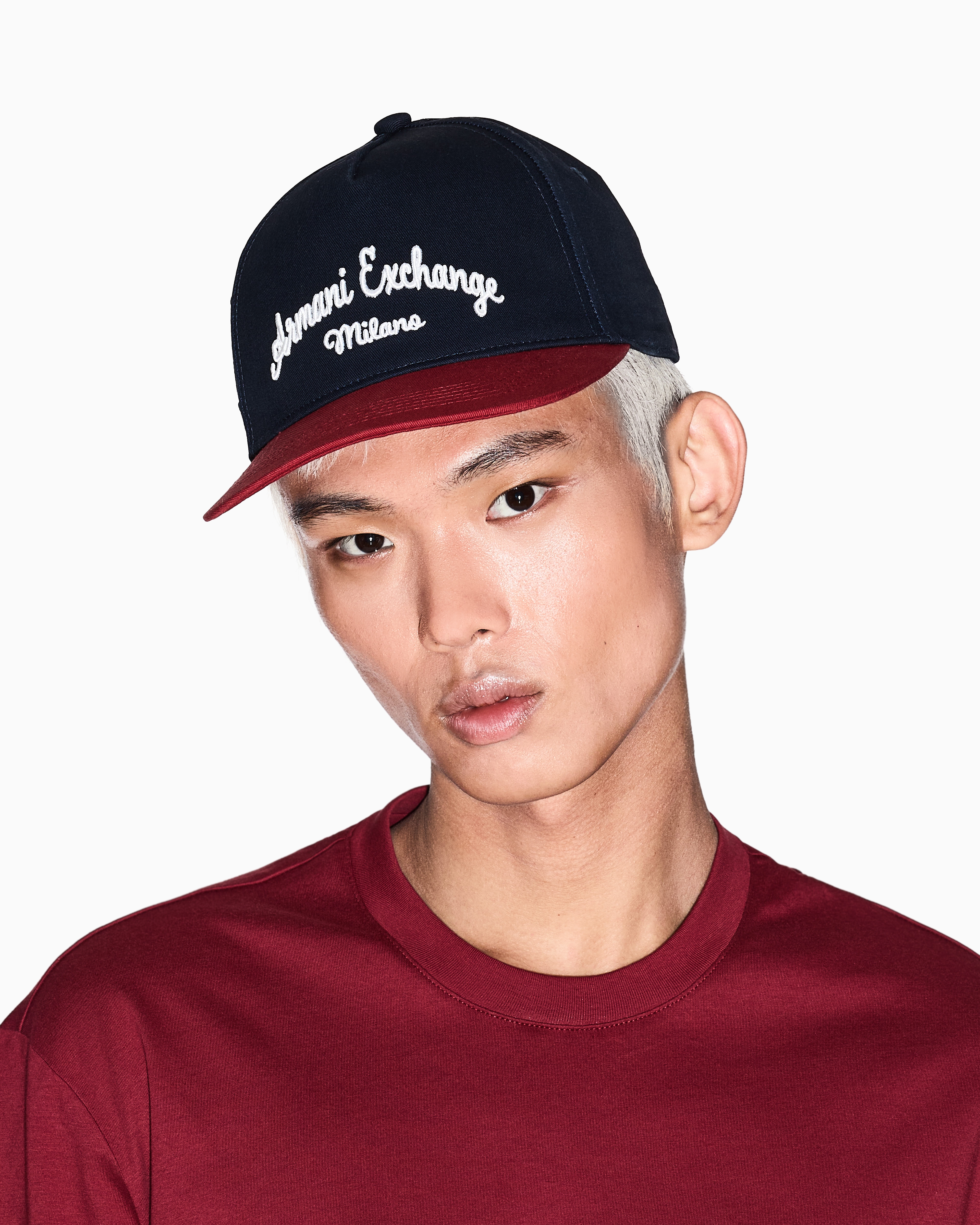 Armani Exchange - COTTON TWILL LOGO PATCH CAP, Man, Blue, Size: TU