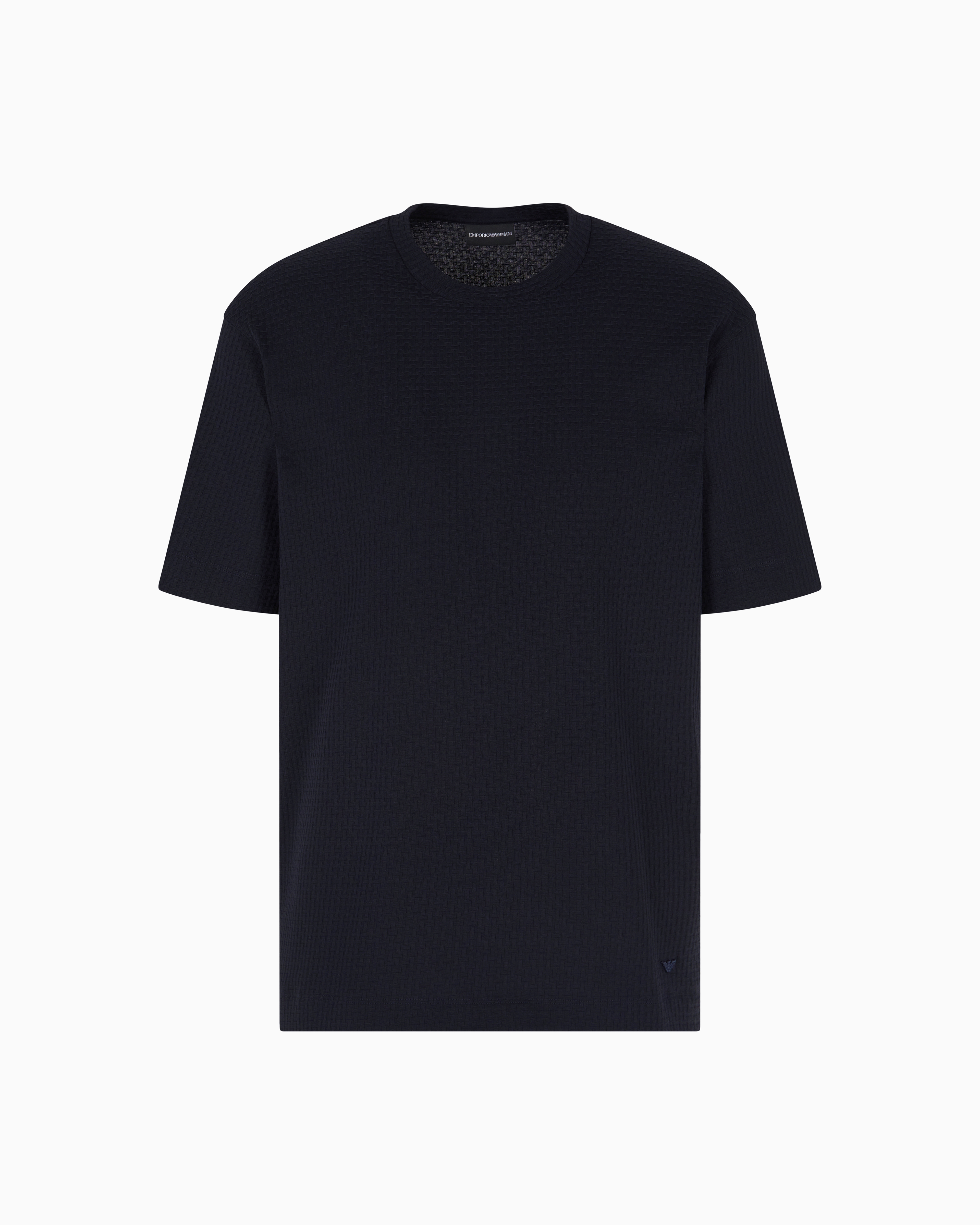 Emporio Armani - ASV jacquard jersey T-shirt, Man, Navy_blue, Size: