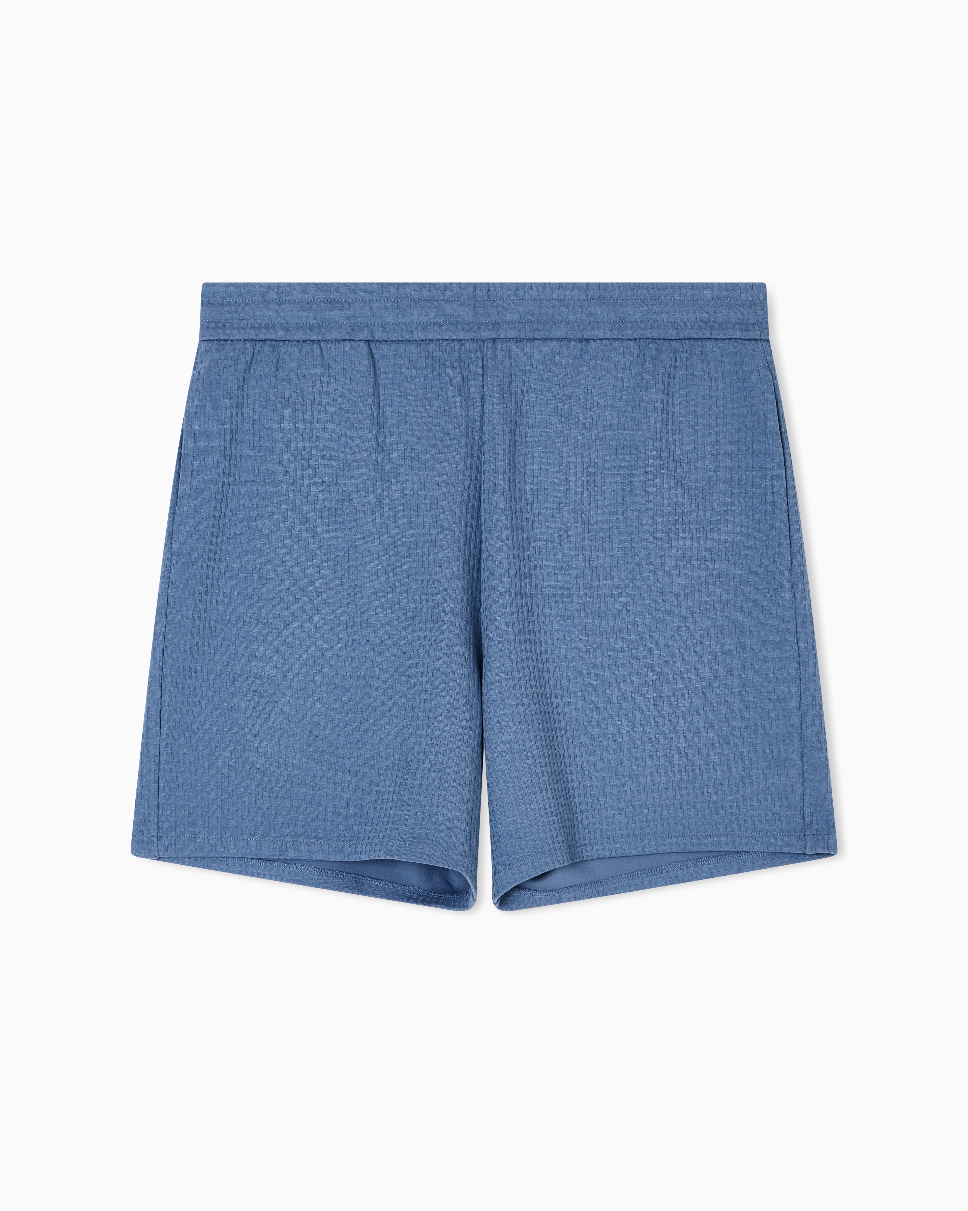 Emporio Armani - ASV Lyocell-blend jacquard jersey Bermuda shorts, Man, Light Blue, Size: