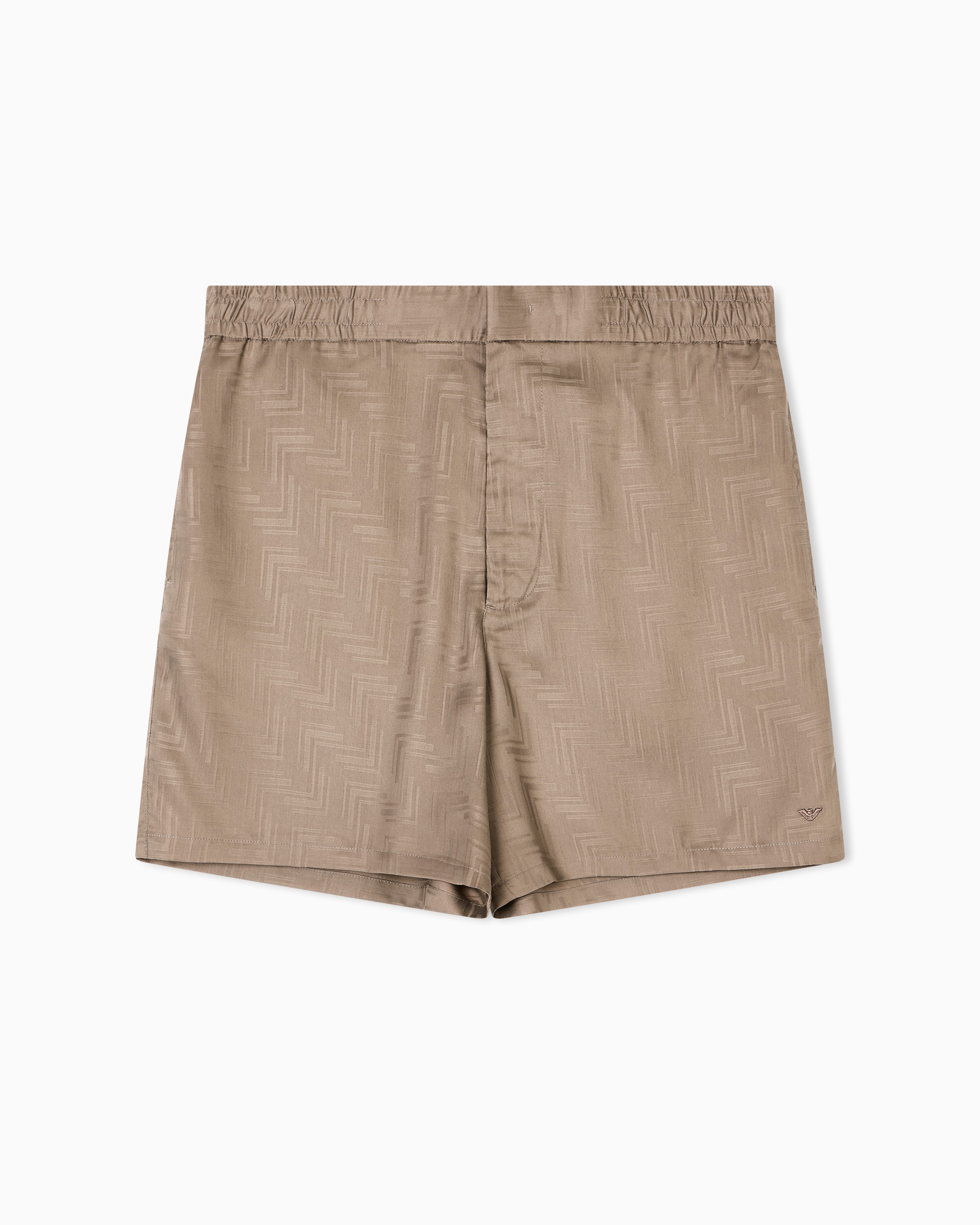 Emporio Armani - ASV jacquard Lyocell Bermuda shorts, Man, Brown, Size: