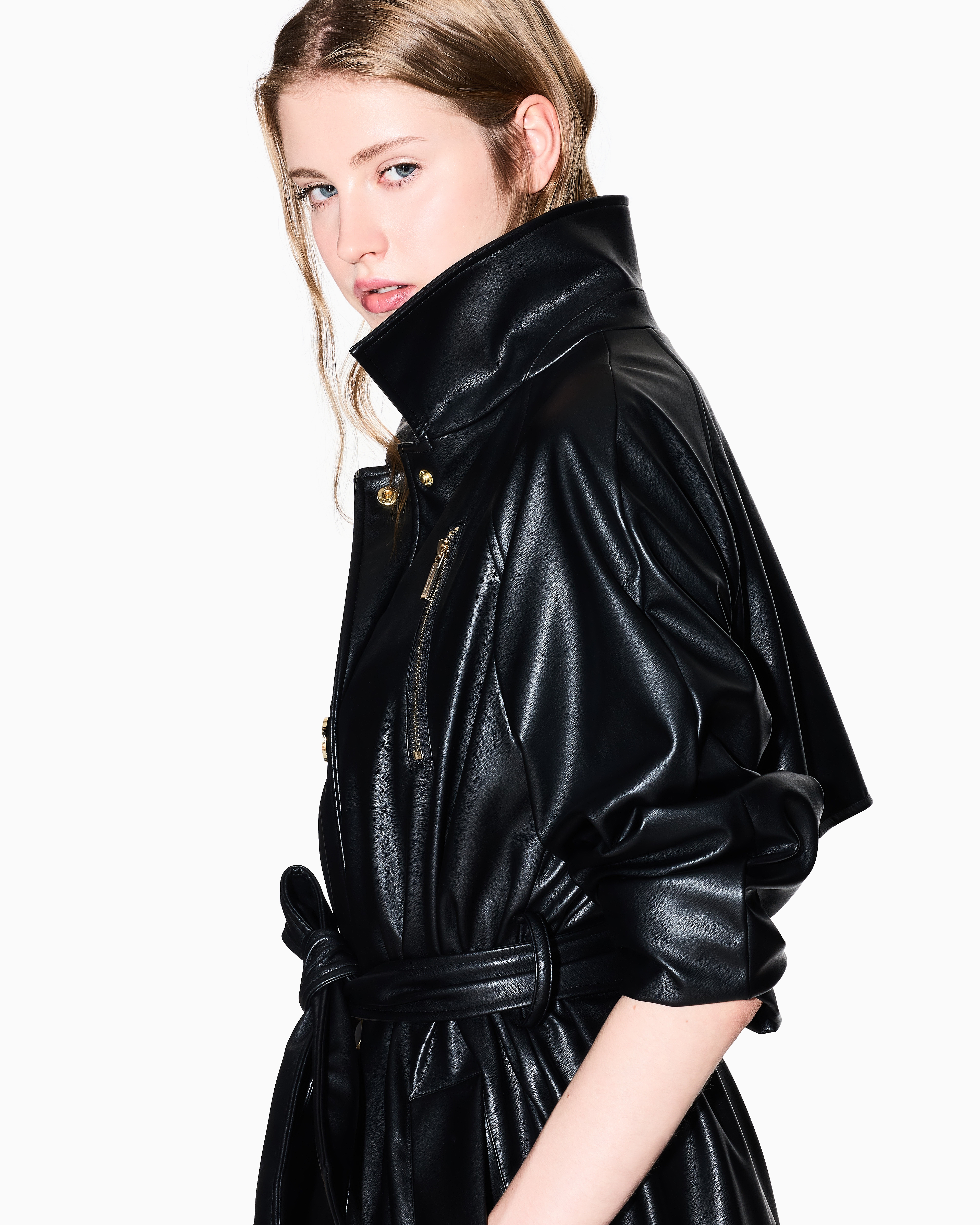 Armani Exchange - Coated fabric trench coat, Woman, Black, Size: