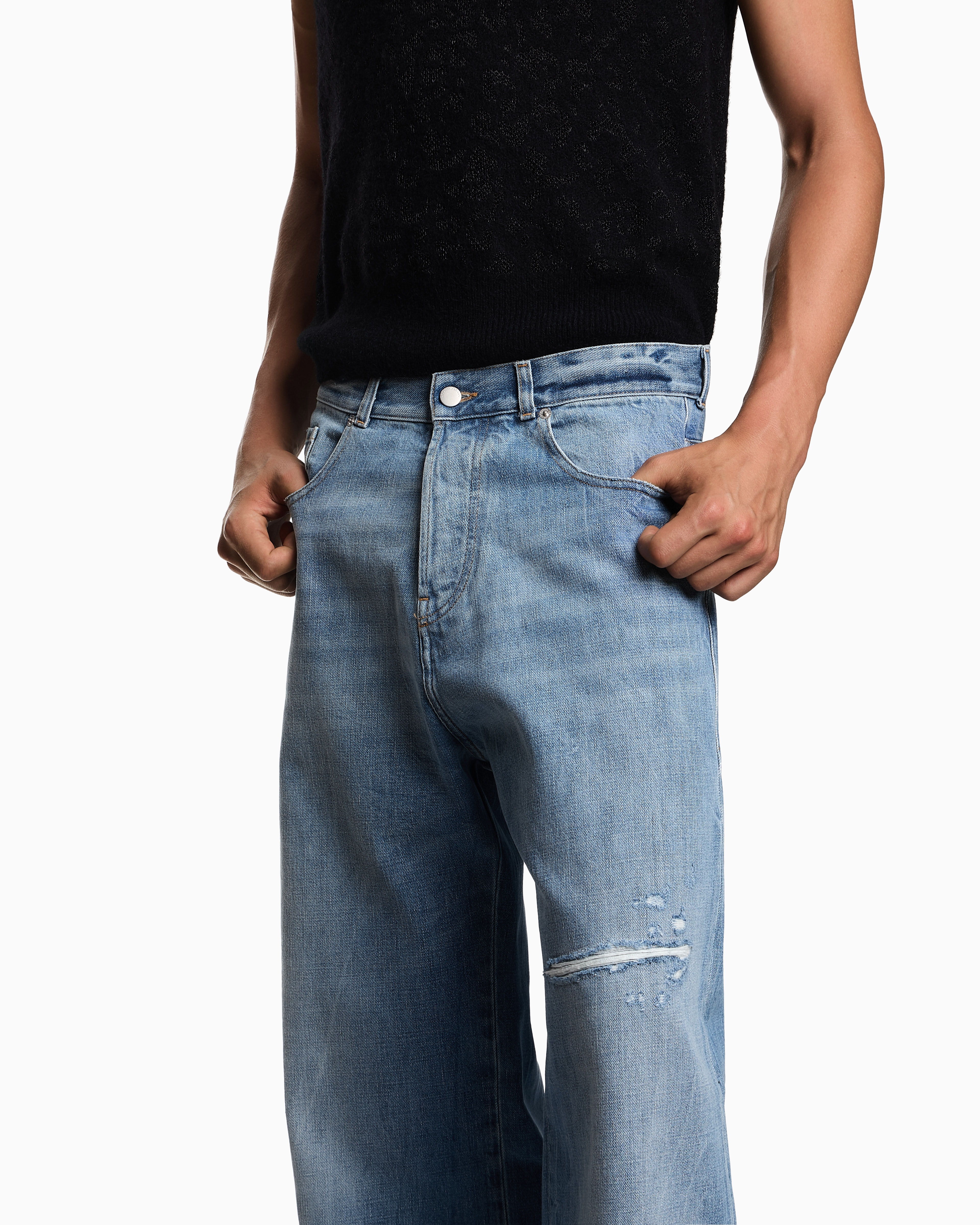 Emporio Armani - Limited Edition loose-fit denim jeans, Man, Blue, Size: