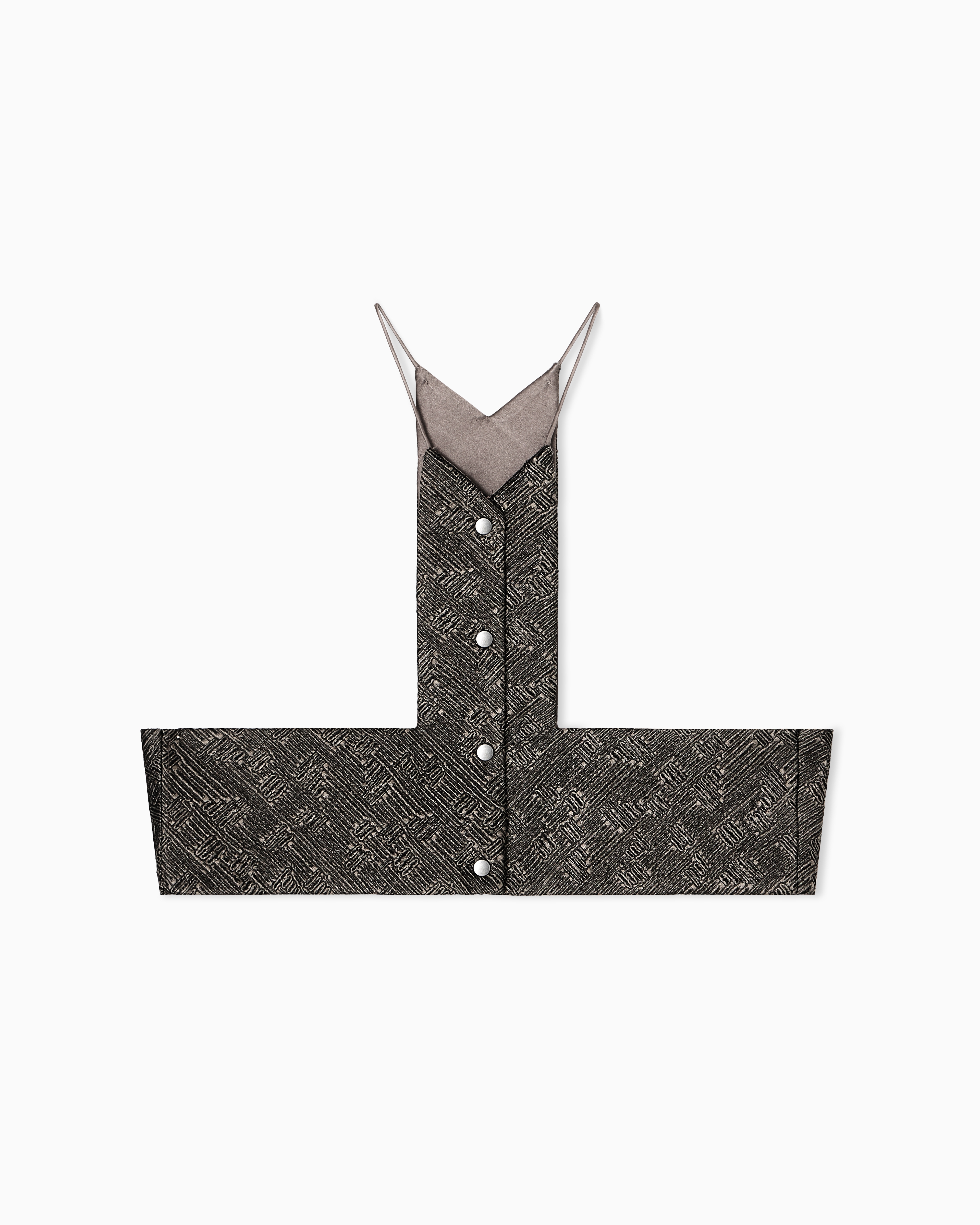 Giorgio Armani Jacquard Silk And Wool Micro Top In Black