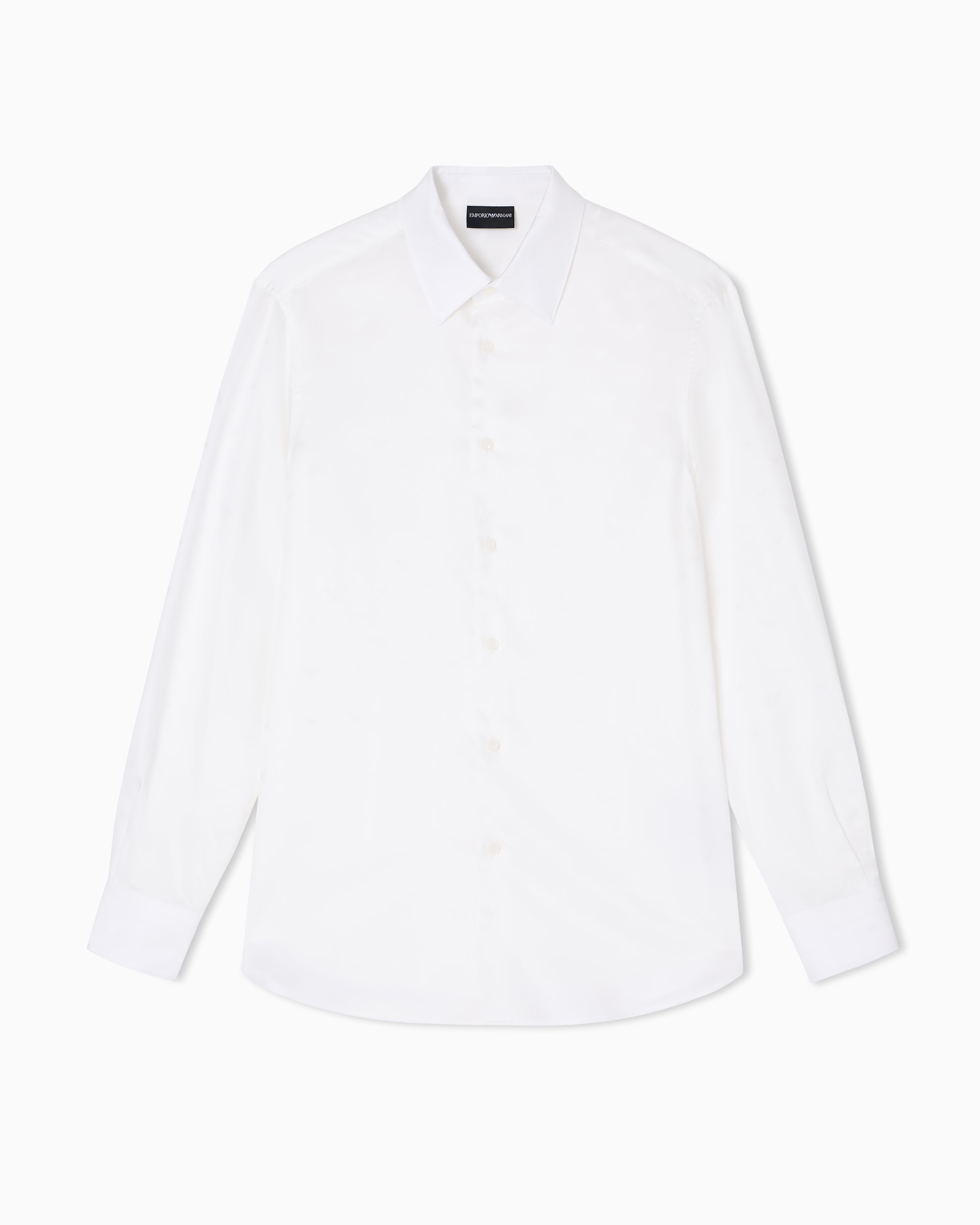 Emporio Armani - Jacquard Lyocell shirt with all-over eagles, Man, White, Size: